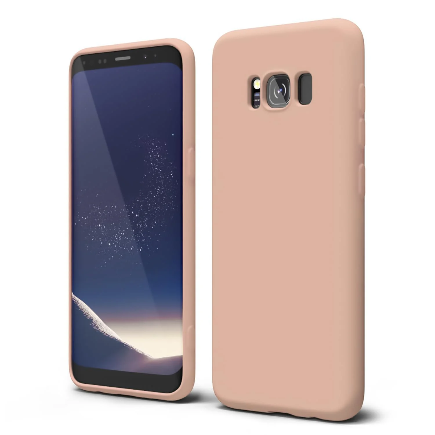 DL3 Mobilak Liquid Silicone Protective Case with Soft Microfiber Lining with Full Camera Protection for Samsung Galaxy S8+ Plus - Light Orange