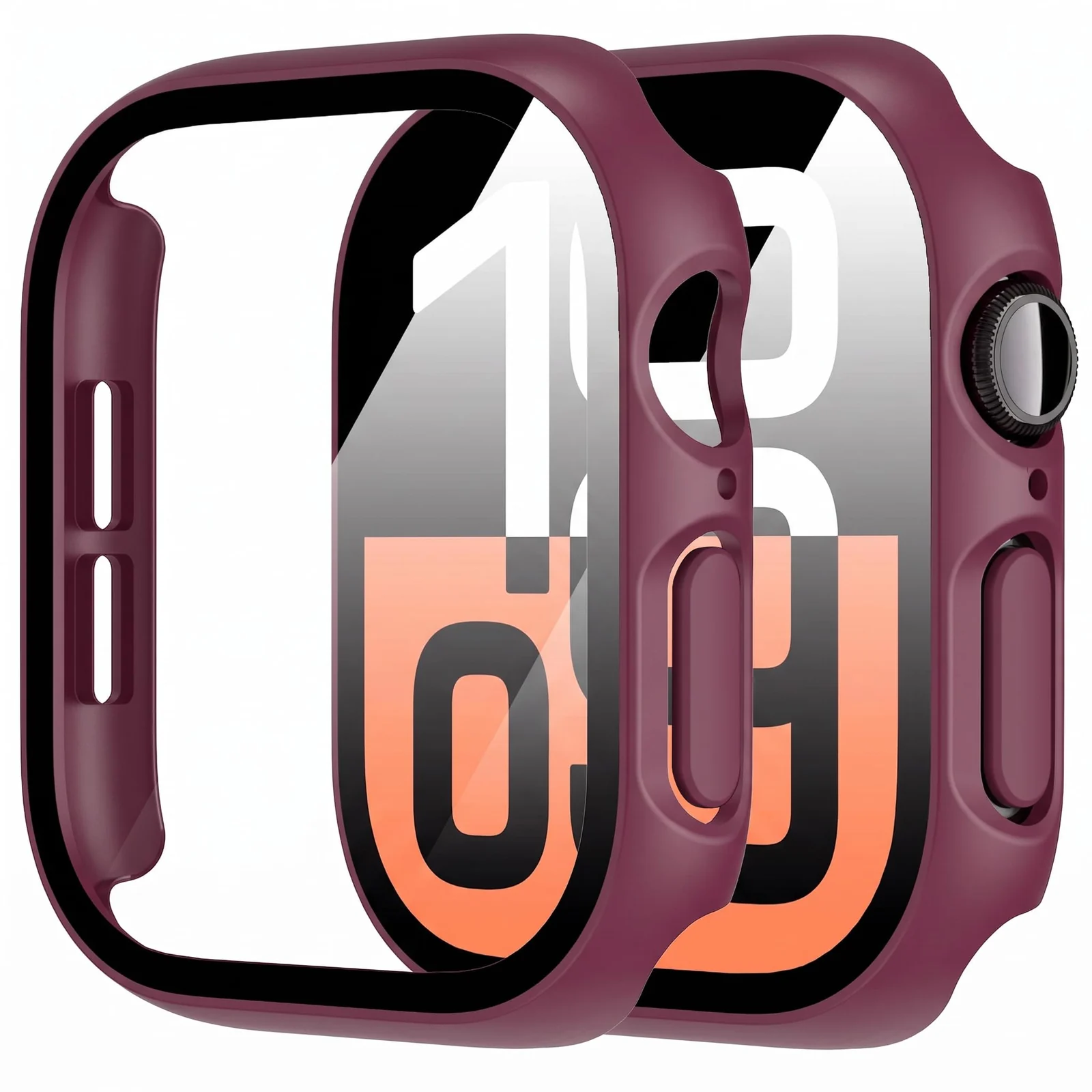 DL3 MOBILAK Full-Coverage Watch Case with Tempered Glass for Apple Watch Series 10 46 mm, Wine Red