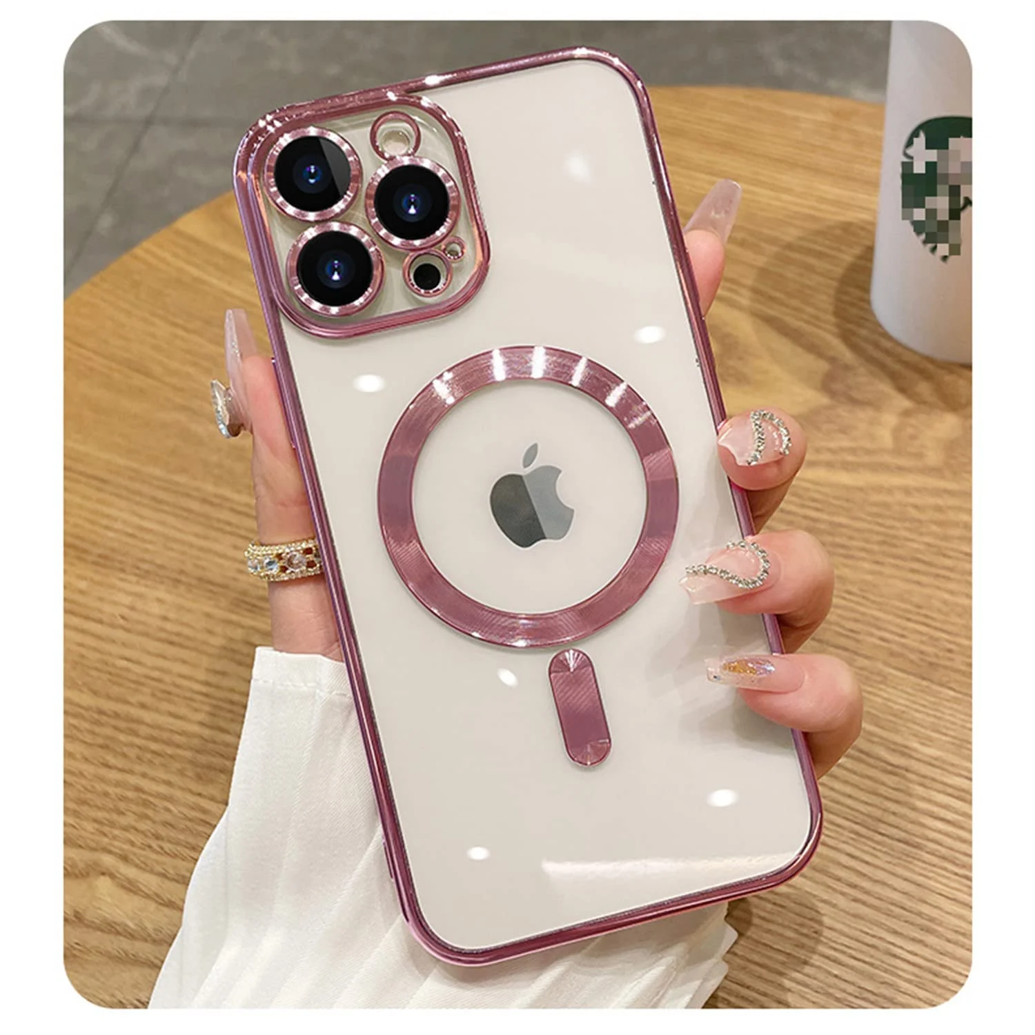 DL3 Mobilak Clear MagSafe-Compatible TPU Case and Camera Lens Protector for iPhone X / iPhone XS - Rose Gold