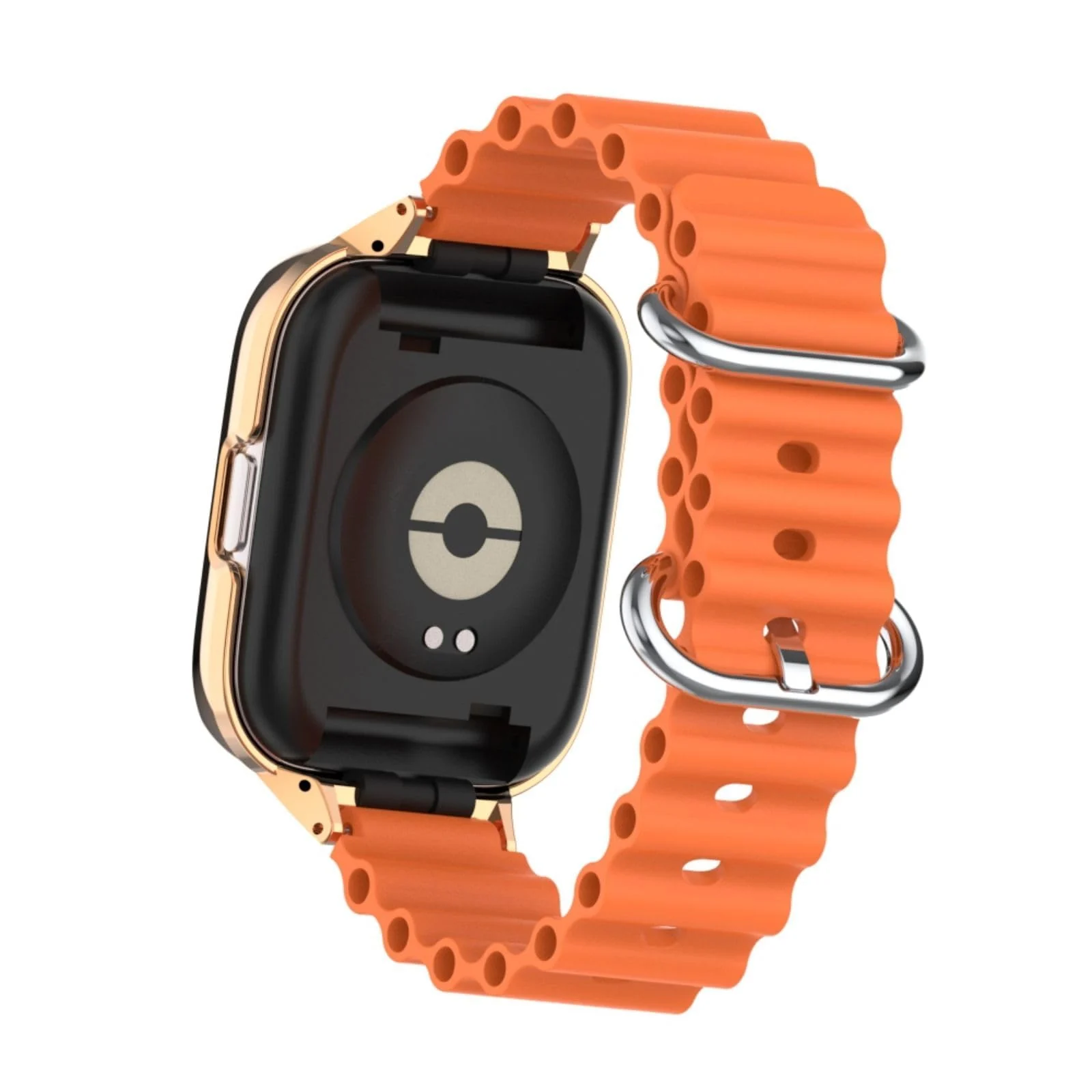 DL3 Mobilak Ocean Strap Compatible with Xiaomi Redmi Watch 3, Adjustable Silicone Strap with Metal Buckle, Band With Frame Metal Women Men Replacement Strap - Orange