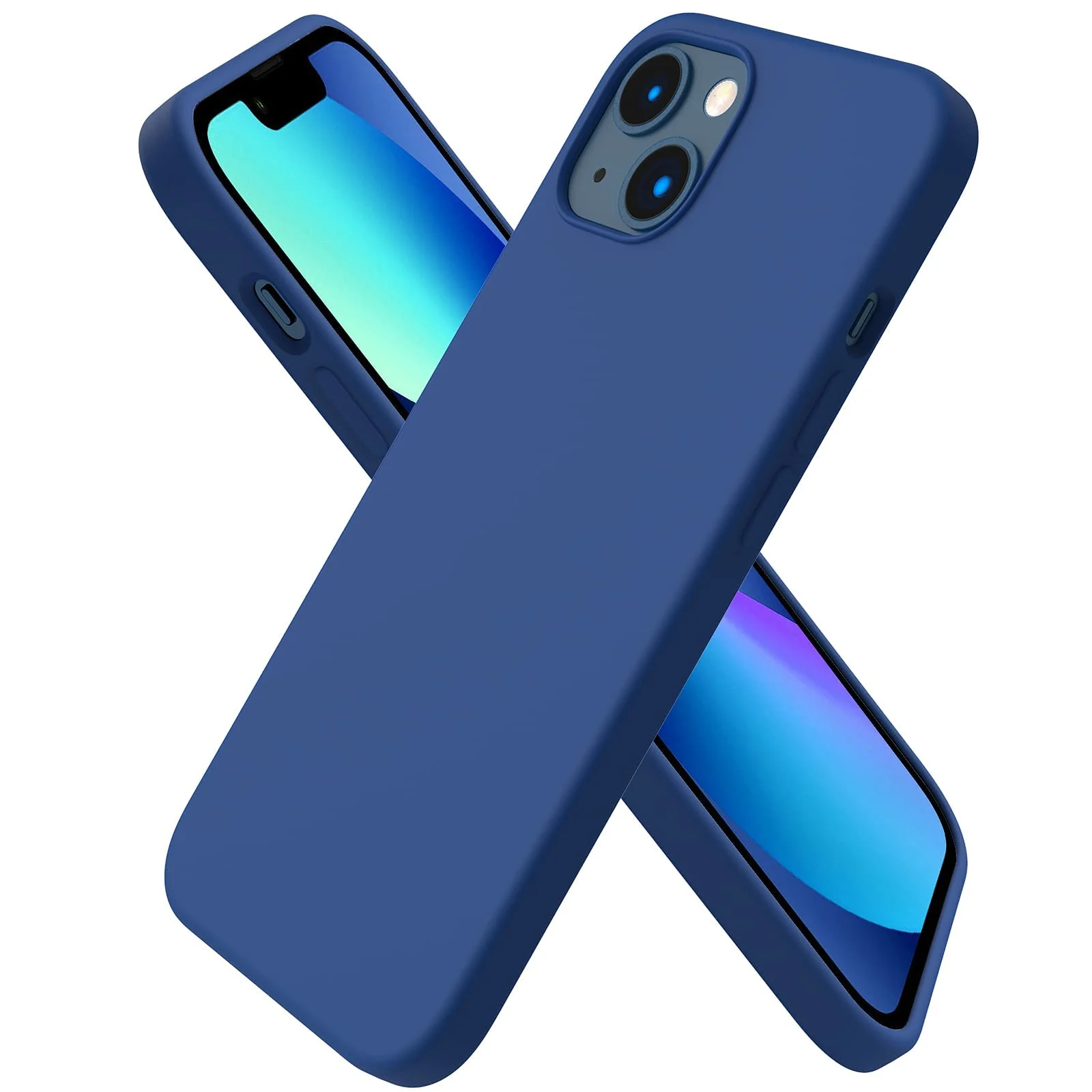 DL3 Mobilak Liquid Silicone Protective Case for iPhone 15 with Camera Protection and Microfiber Lining - Navy Blue