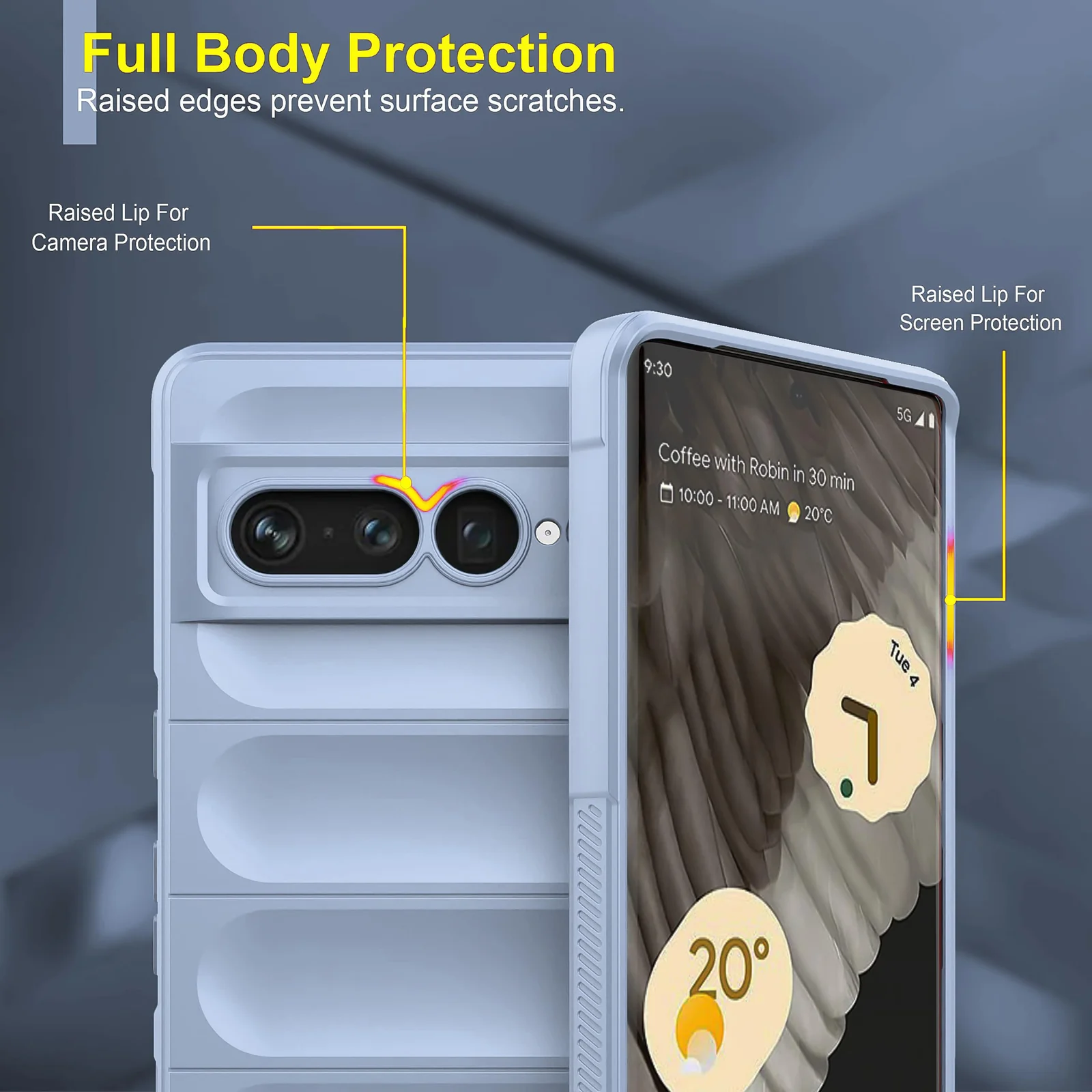 DL3 Mobilak Rugged Protective Case for Google Pixel 7 Pro, Camera protection, Shock-absorbing protection, Non-slip grip - Baby Blue