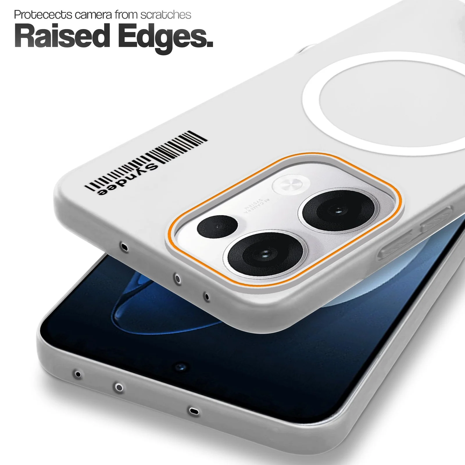 DL3 Mobilak Matte MagSafe-Compatible Magnetic Case for OPPO Reno 13 5G with Camera Protection and Ring Holder - Clear