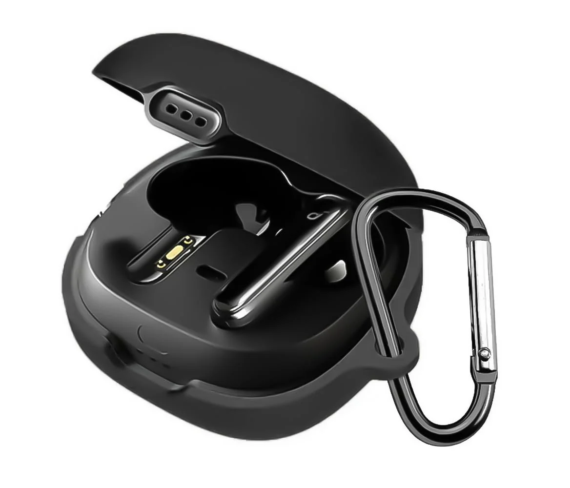 DL3 Mobilak Silicone Case Compatible with Anker Soundcore Life Note 3 Earbuds, Soft Silicone Protective Case Cover, Shockproof Sleeve with Carabiner - Black