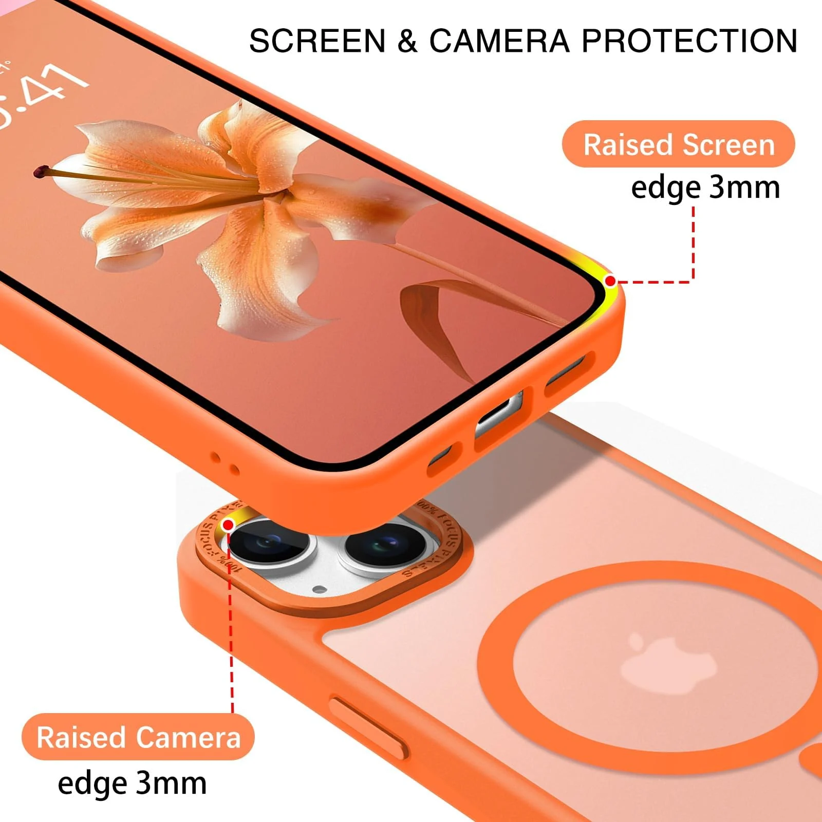 DL3 MOBILAK Protective Phone Case for Apple iPhone 14 Plus and 15 Plus - Orange
