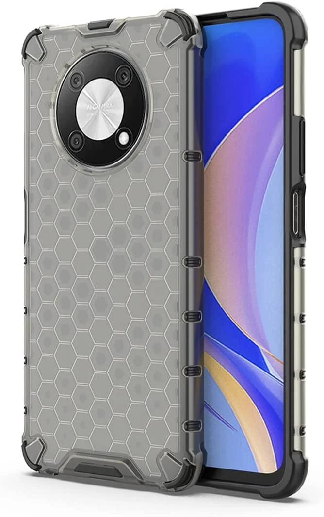 DL3 Mobilak Honeycomb Protective Case for Huawei Nova Y90 / Enjoy 50 Pro, Shock-absorbing protection, Transparent design, Slim, lightweight profile - Black