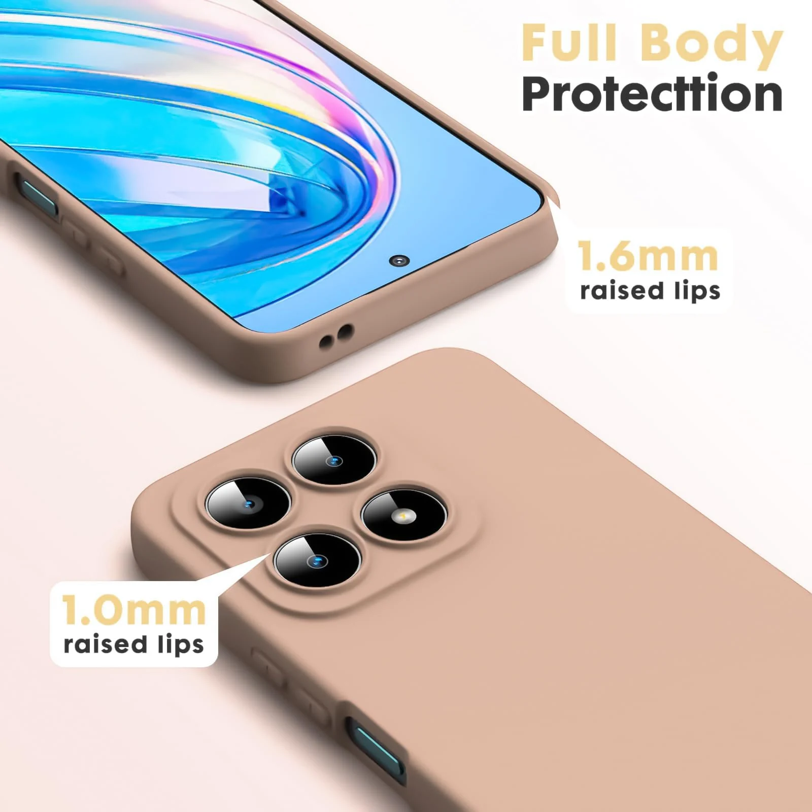 DL3 Mobilak Liquid Silicone Protective Case with Soft Microfiber Lining with Full Camera Protection for Honor X8A - Light Orange
