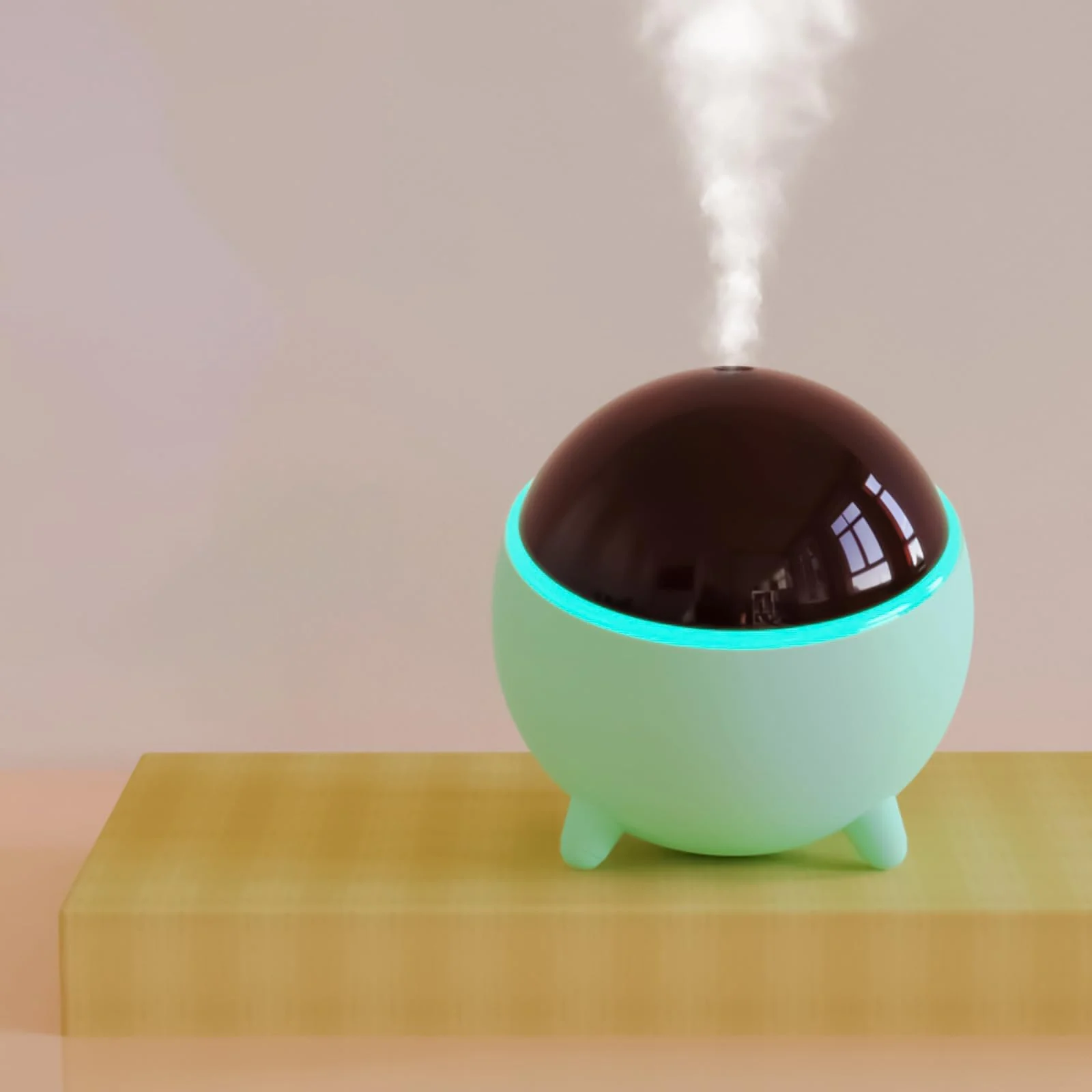 Mobigon Wood Cool Mist Ultrasonic Humidifier for Room Moisture, Aroma Diffuser for Home, 300ml Essential Oil Diffuser with 7 Colorful Night Light, Auto Shut-Off, Home, Office, car - Turquoise