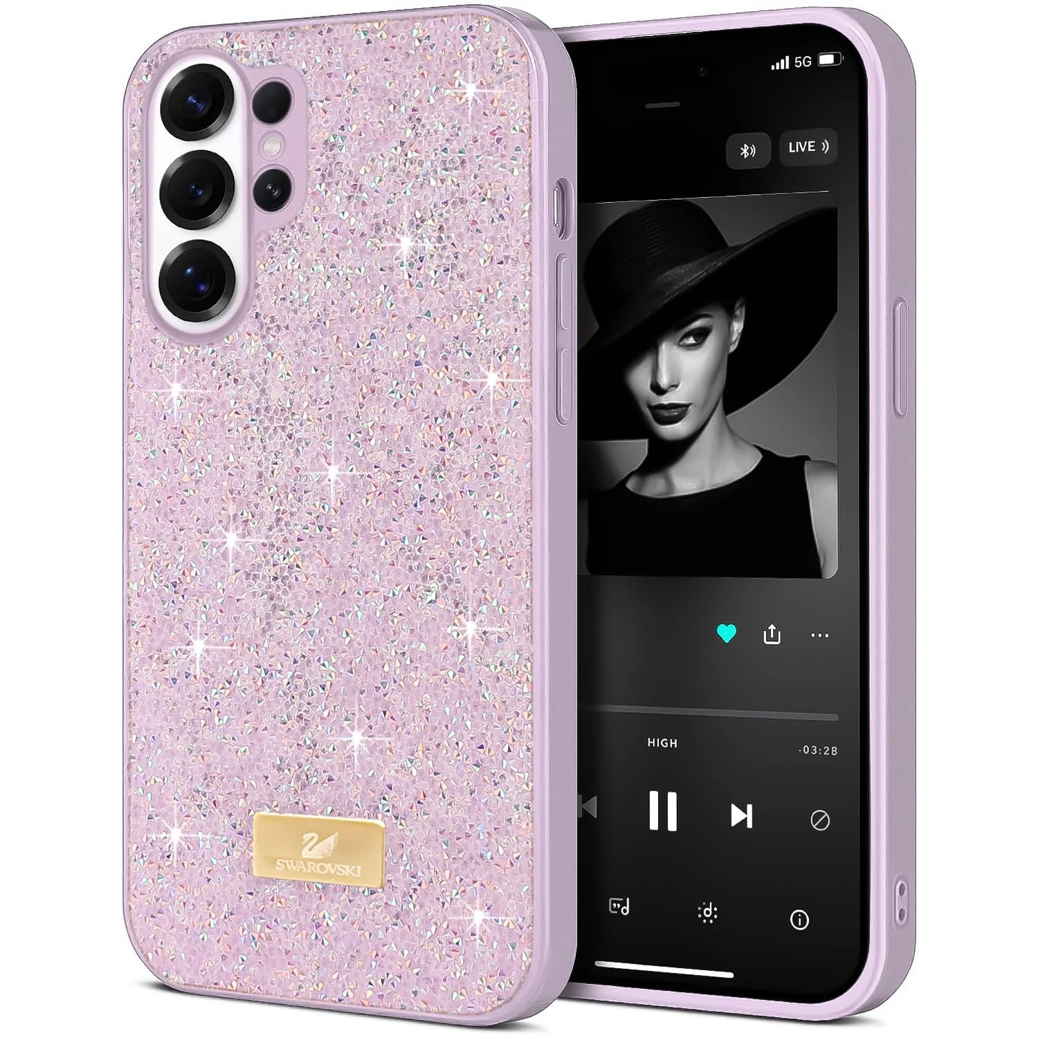 DL3 Mobilak Glitter Protective Case for Samsung Galaxy S24 Ultra, Supports wireless charging, Shock-absorbing protection, Scratch-resistant surface