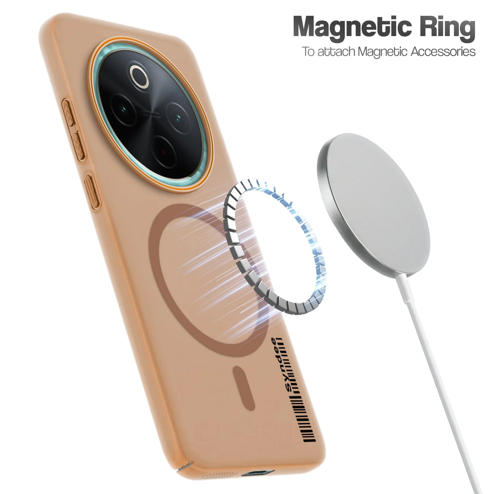 DL3 Mobilak Translucent Matte Case for Xiaomi Redmi Note 15 5G / 4G / Poco M8 5G, Compatible with MagSafe accessories, Shock-absorbing protection, Integrated ring holder - Brown