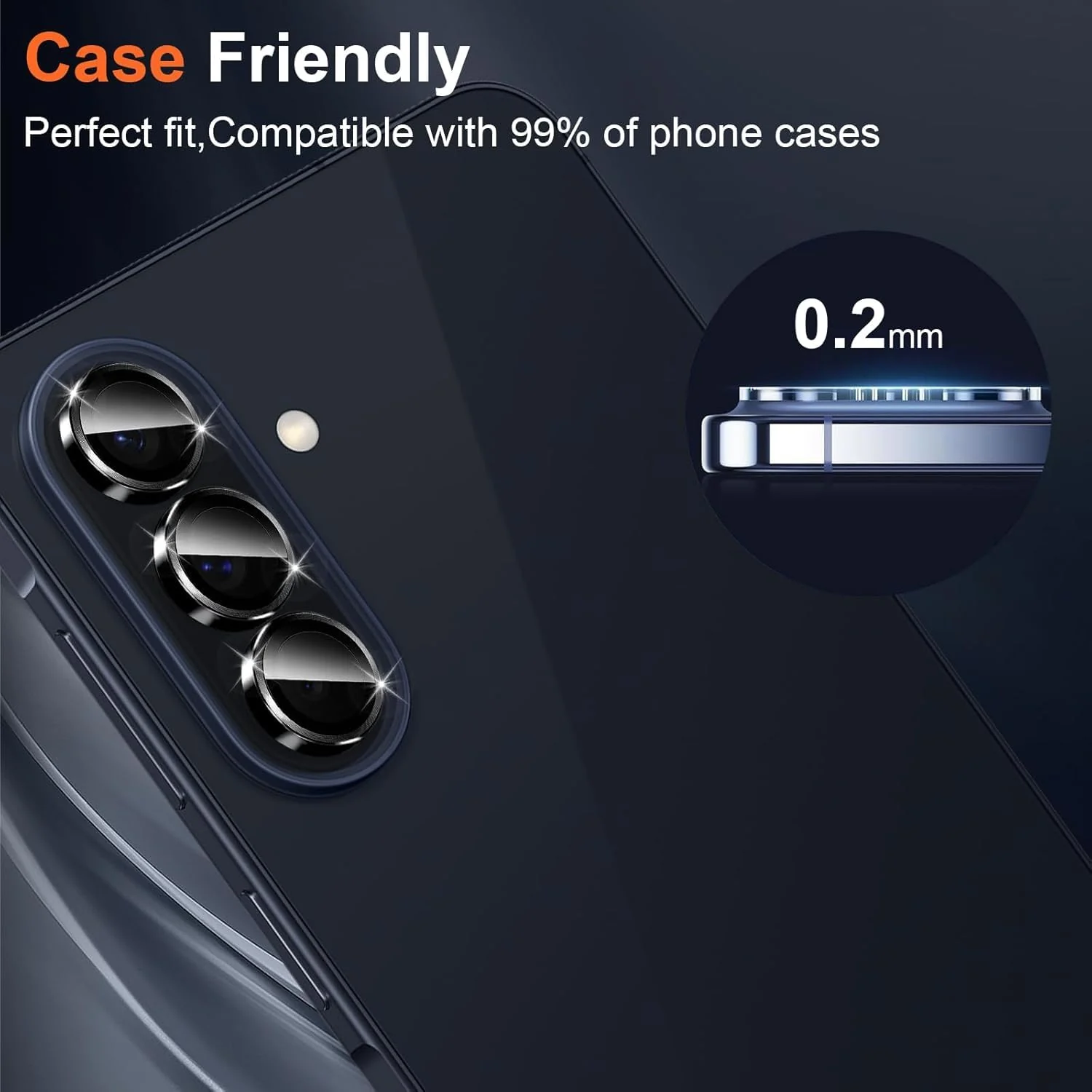 DL3 Mobilak Camera Lens Protector for Samsung Galaxy A57/A37 5G, 9H Tempered Glass Metal Individual Ring Camera Cover Screen Protector, Case Friendly, Anti Scratch - Black
