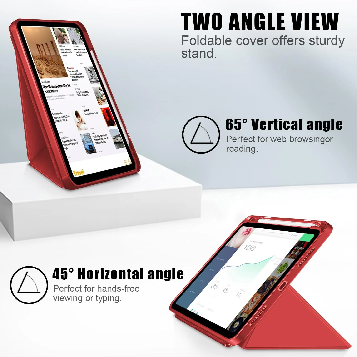 DL3 Mobilak Compatible with iPad Air 5/4 (2022/2020 5th/4th Generation 10.9-Inch) Case, Smart Stand, Pencil Holder, Shockproof Slim Lightweight Leather Cover, Modern Abstract Design - Red