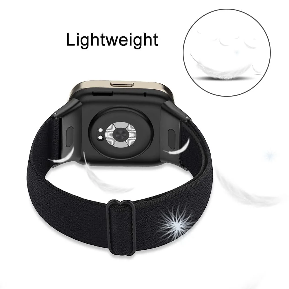 DL3 Mobilak Elastic Straps Compatible with Xiaomi Redmi Watch 3 (Not for Redmi Watch 3 Lite/Active) Men Women, Adjustable Stretchy Bracelets Sport Nylon Replacement Bracelet - Black