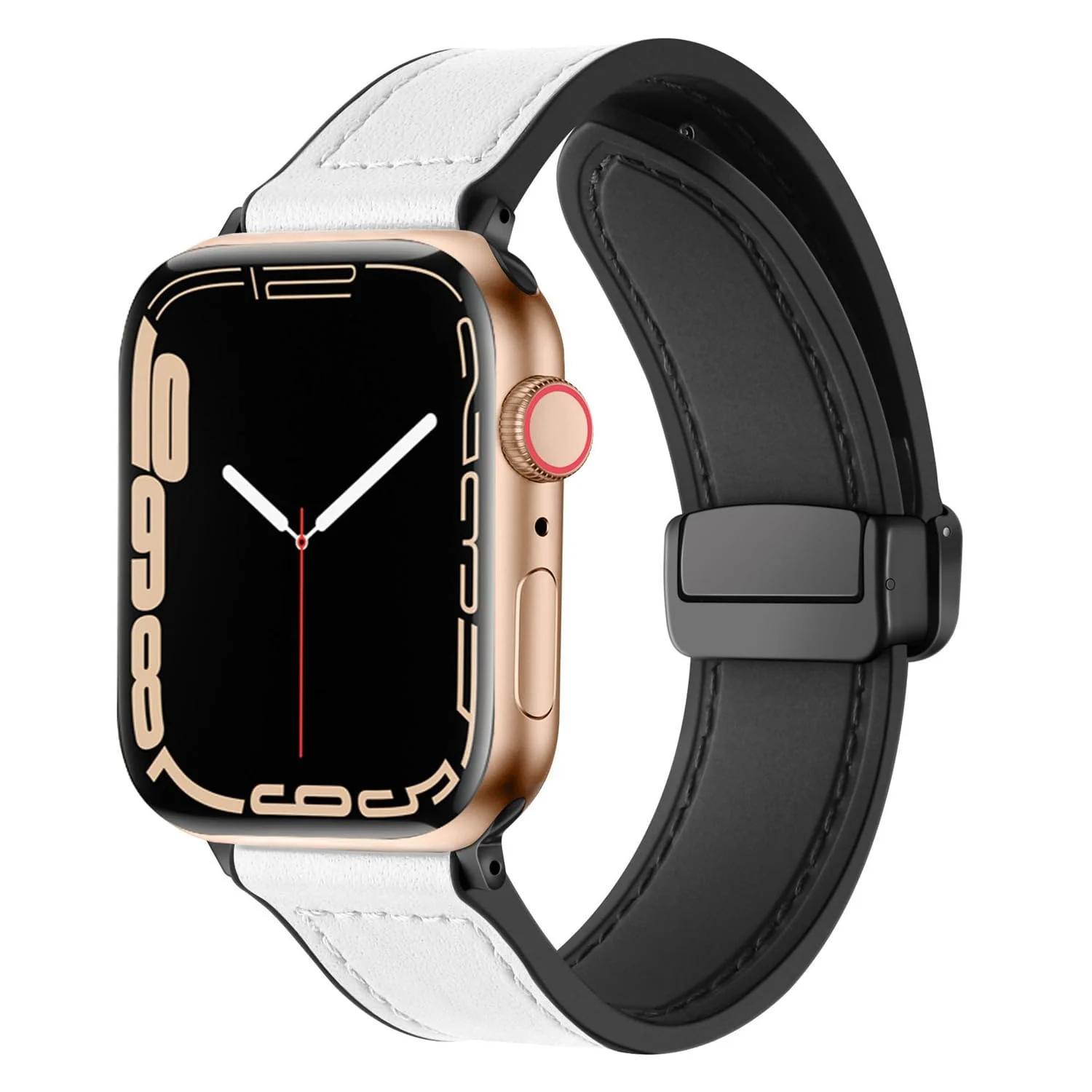 DL3 Mobilak Leather Bands Compatible with Apple Watch Band 49mm 45mm 44mm 42mm, Leather Magnetic Buckle Design Strap For iWatch Ultra Ultra 2 SE Series 9 8 7 6 5 4 3 2 1 Wristband For Men Women - Black