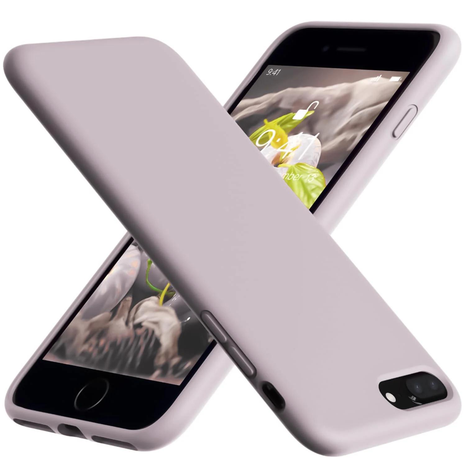 DL3 Mobilak Liquid Silicone Case for iPhone 7 Plus / iPhone 8 Plus, Shock-absorbing protection, Scratch-resistant surface, Soft microfiber lining - Lavender Pink