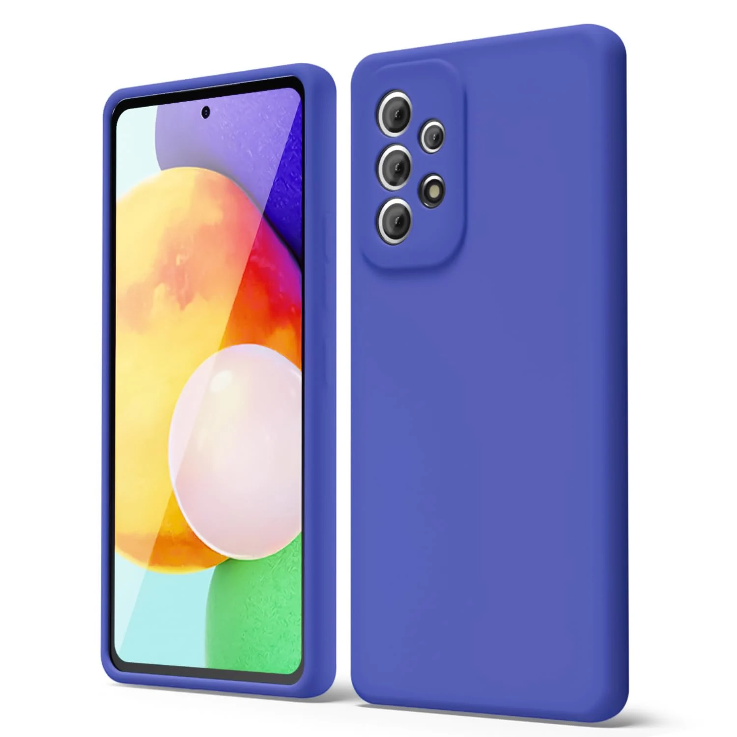 DL3 Mobilak Liquid Silicone Protective Case with Soft Microfiber Lining with Full Camera Protection for Samsung Galaxy A73 - Light Blue