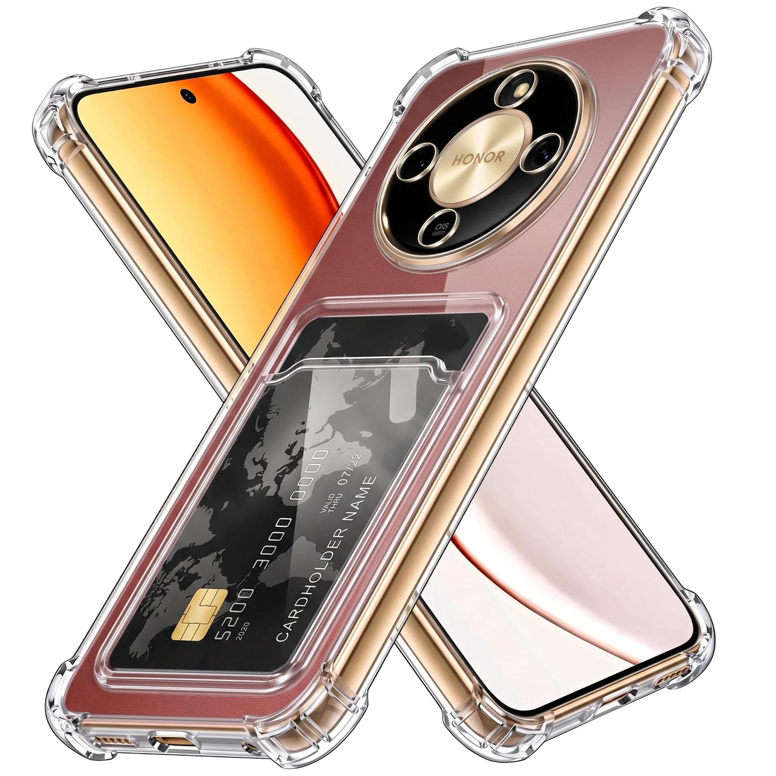 DL3 MOBILAK Clear Soft TPU Phone Case with Card Holder for Honor X9D - Clear