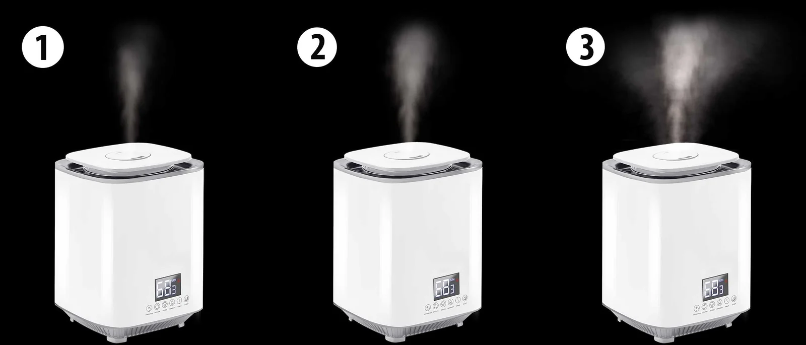 Mobigon 3 Litres Humidifier for Room, Cool Mist Ultrasonic Humidifier / Essential Oil Diffuser, Super Quiet 360°Nozzle, Colorful Change, Auto Shut Off&UV Light&, Lasts Up to 24 Hours - White