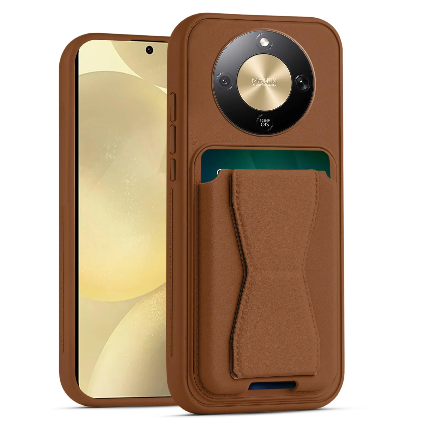 Dl3 Mobilak Leather Wallet Case Compatible with Honor X9b / Honor Magic 6 Lite, Leather Back Cover With TPU Frame, Shockproof Protective Phone Case with Card Holder Stand (Black)