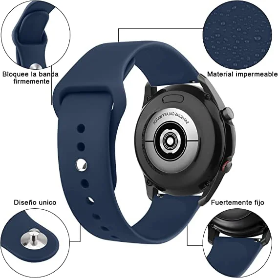 DL3 Mobilak Strap Silicone 20MM For Samsung Galaxy Watch 7/6/5/4 40mm 44mm/5 Pro 45mm/S2 classic/active 2 40mm 44mm/Amazfi GTS 2/2e/3/3 Pro/4/2 Mini/3 Mini/4 Mini/Bip 3/Bip 3 Pro - Dark Blue