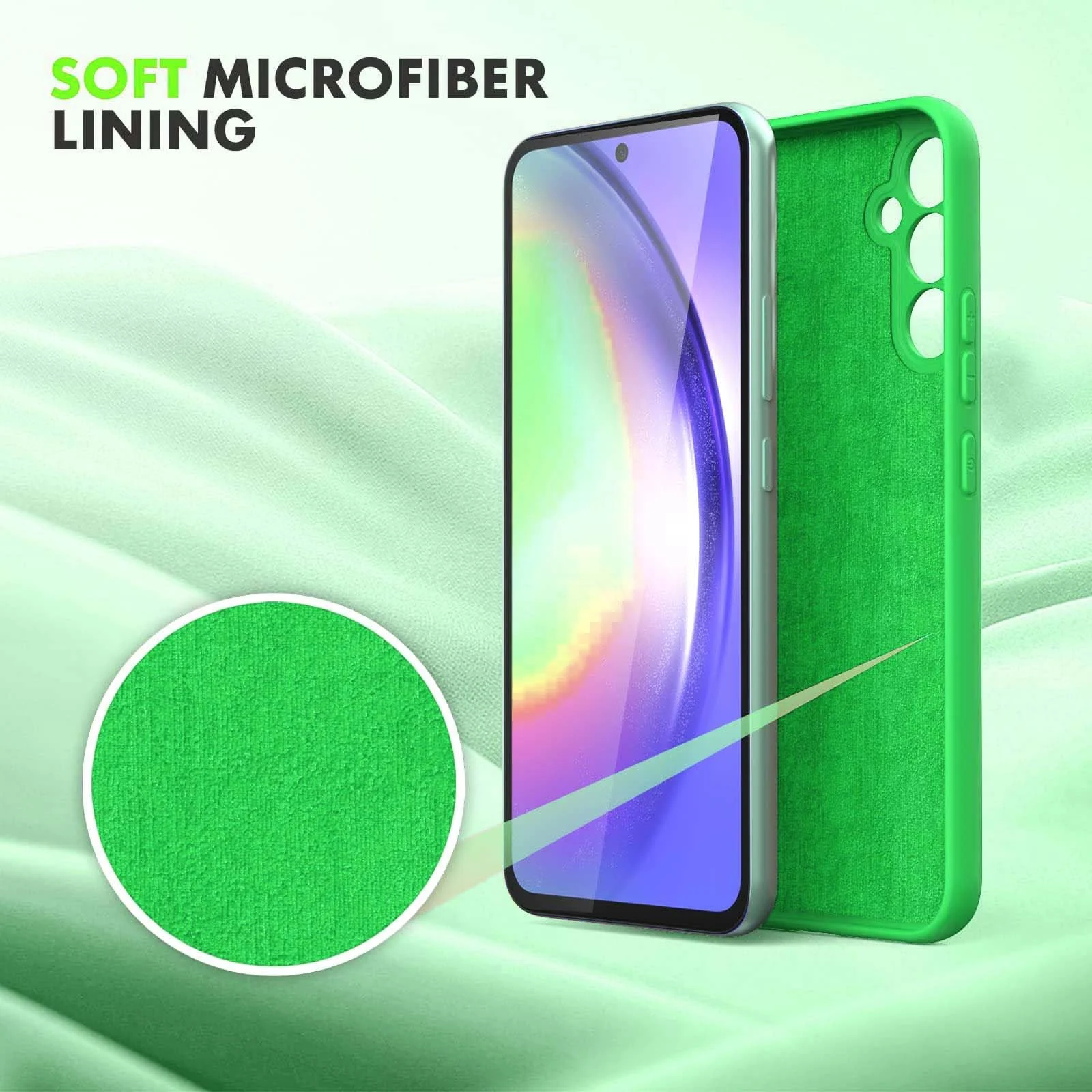 DL3 Mobilak Liquid Silicone Case for Samsung Galaxy S23 FE, Shock-absorbing protection, Scratch-resistant surface, Soft microfiber lining - Light Gren