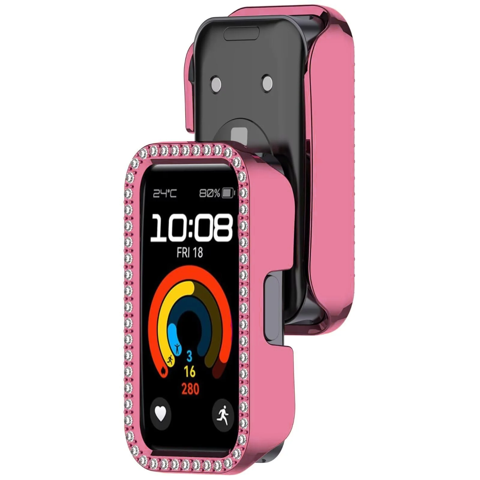 DL3 Mobilak Glitter Rhinestone Protective Case for Huawei Band 10, Huawei Band 9, Huawei Band 8 - Pink