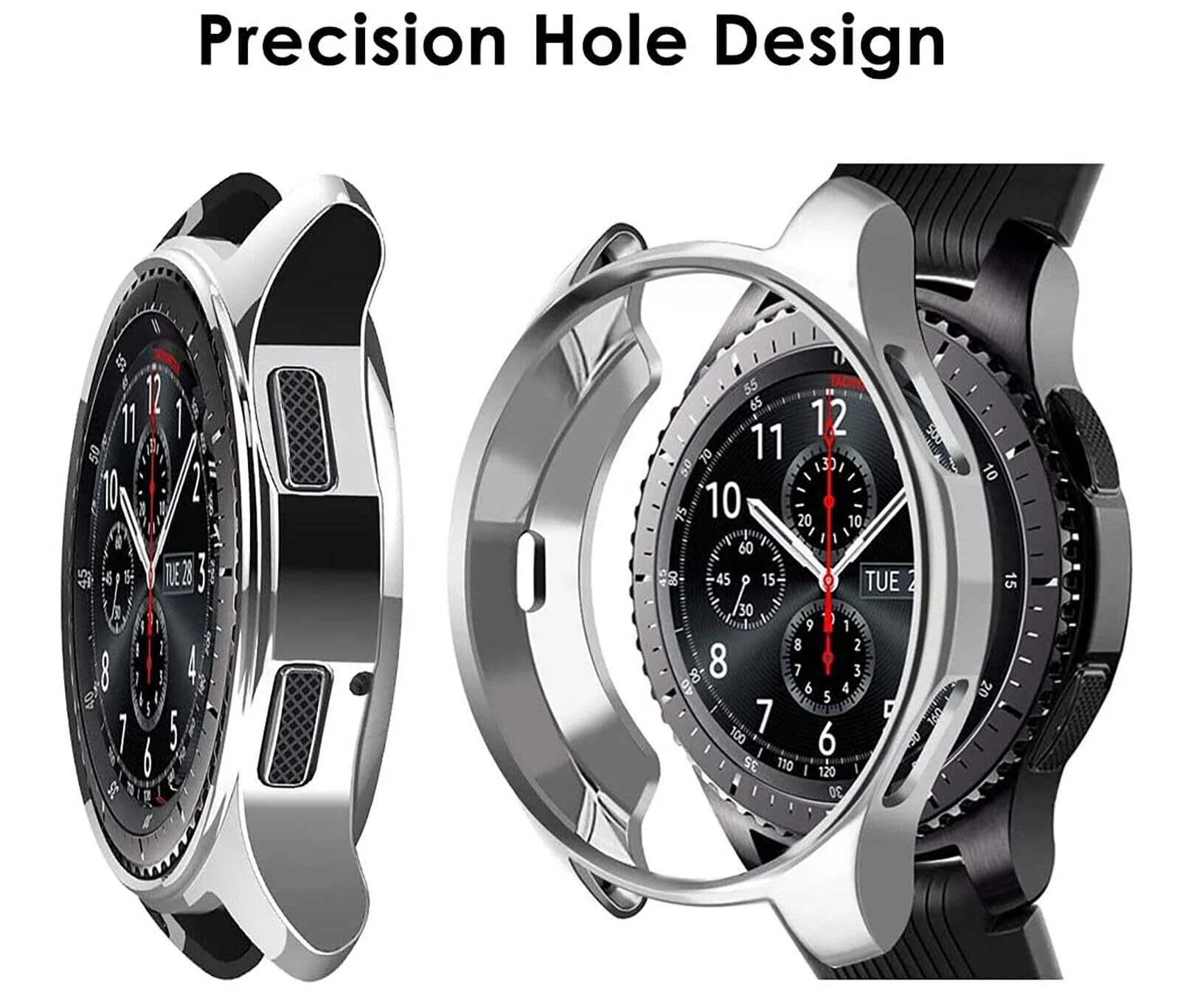 DL3 Mobilak Case Compatible with samsung galaxy 46mm Gear S3 Case All-Around Screen Protector Watch Soft TPU Shockproof Cover Slim Guard Thin Bumper Shell Protector - Silver
