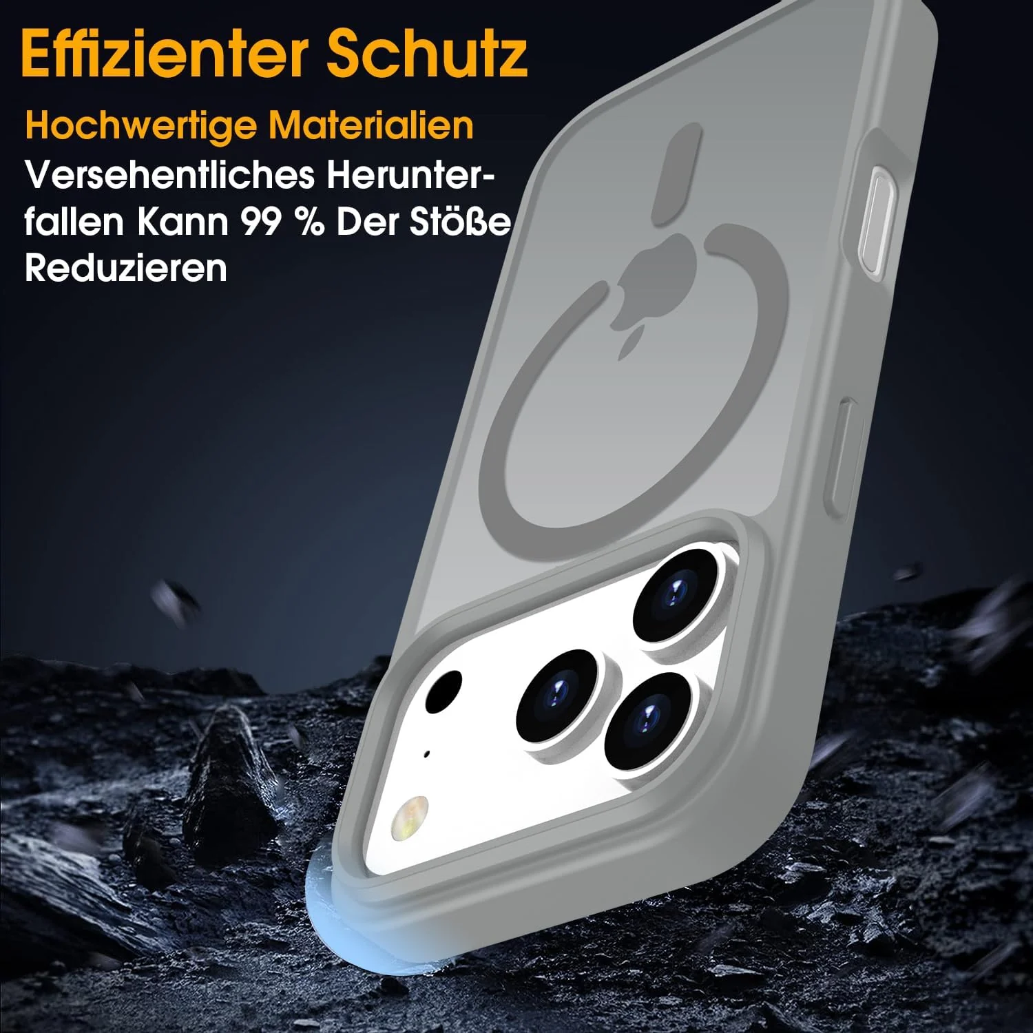 DL3 Mobilak For iPhone 17 Pro Max Case [Compatible with MagSafe], Full Camera Protection, Built-in Magnetic Ring, Shockproof, Scratch-Resistant, Translucent Matte Mobile Cover - Gray