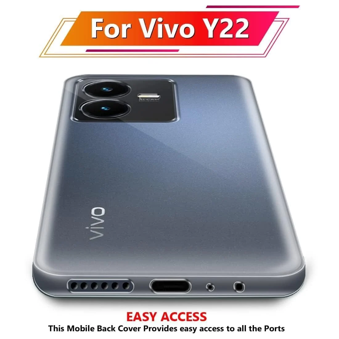 DL3 Mobilak Case Compatible with vivo Y22 / vivo Y22S Case Crystal Soft TPU Gel Case Flexible Silicone Anti-Scratch Camera Protection TPU Cover - Clear