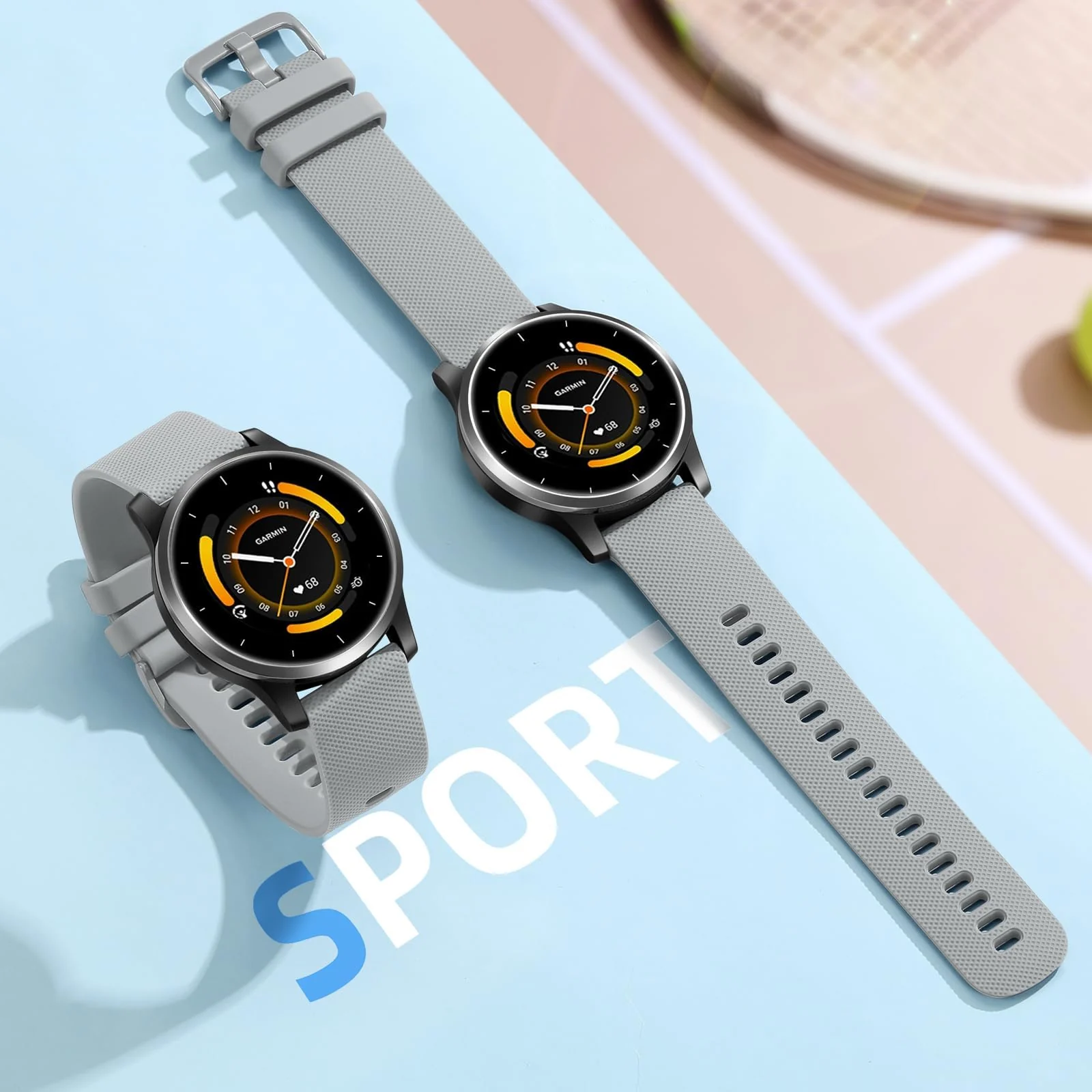 DL3 Mobilak Silicone Buckle Band 22MM Strap For Xiaomi Redmi Watch 5 Active/5 Lite/Samsung Galaxy Watch 3 45mm/Watch 46mm/Gear S3/For Huawei watch GT5 GT4 GT3 GT2 GT 46MM/GT2E/GT2 Pro/GT 3 Pro/GT5 Pro - Light Grey