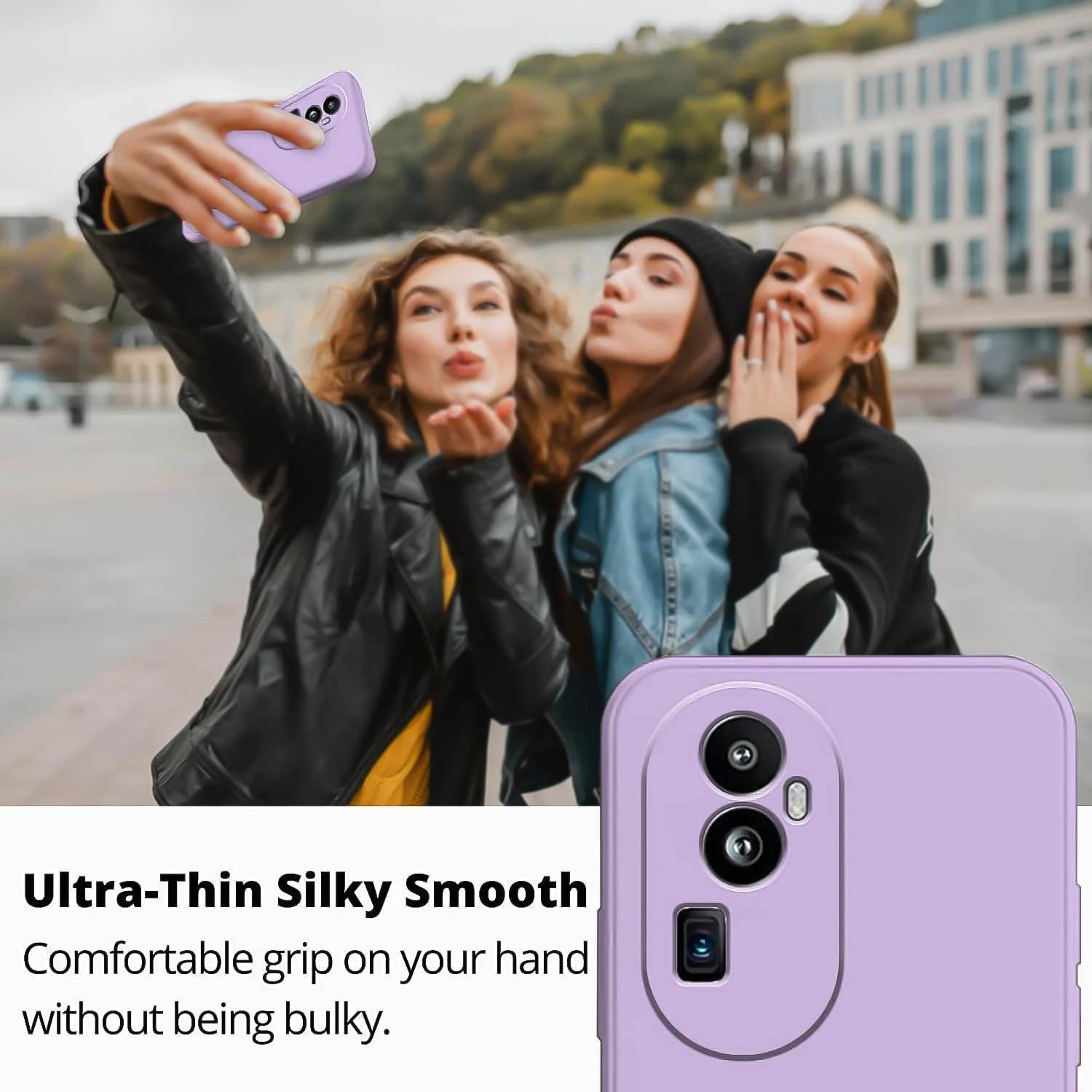 DL3 Mobilak Liquid Silicone Case for OPPO Reno 10 Pro + Plus 5G, Not compatible with MagSafe, Supports wireless charging, Camera protection - Light Purple