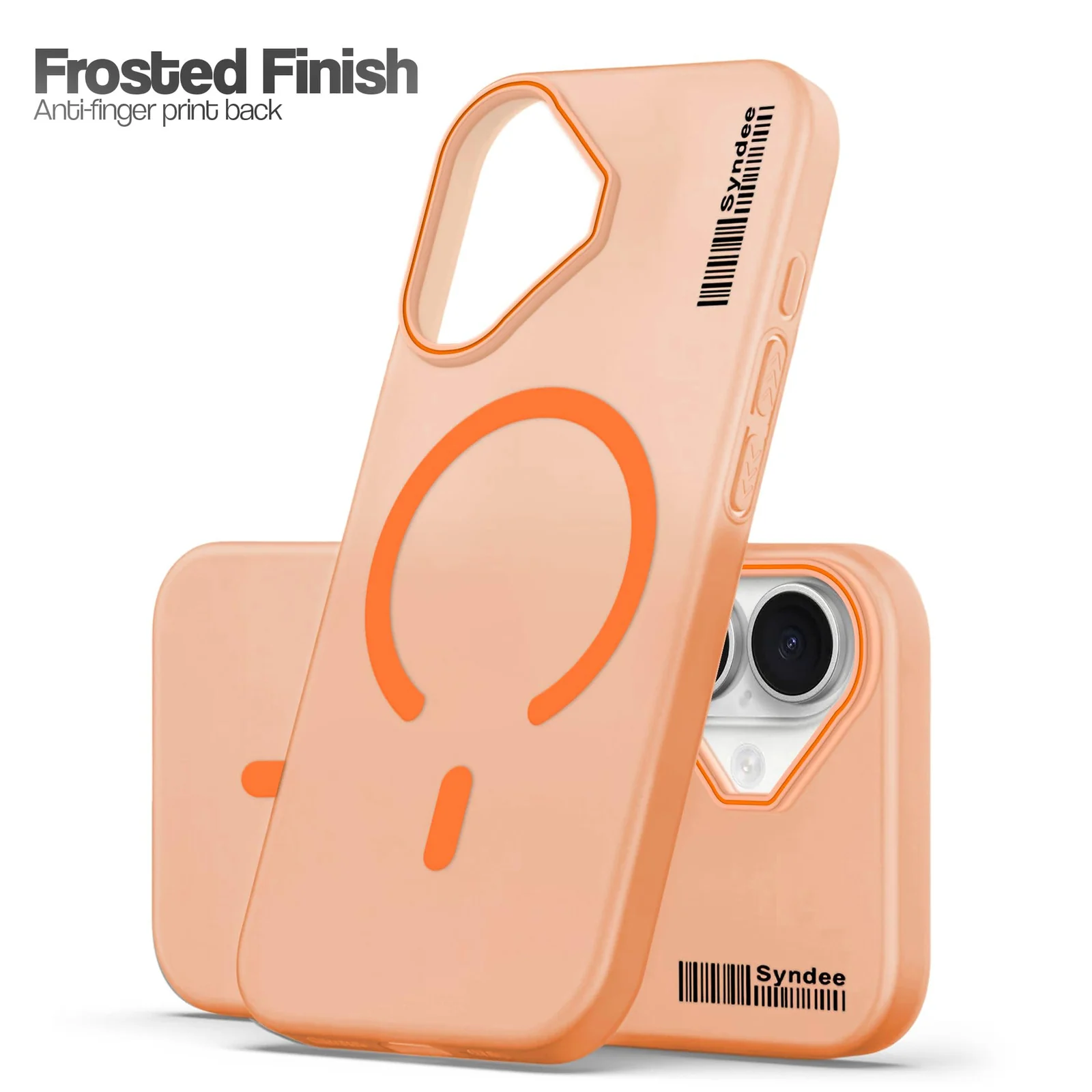DL3 Mobilak Matte MagSafe-Compatible Magnetic Case for iPhone 17 with Camera Protection and Ring Holder - Orange