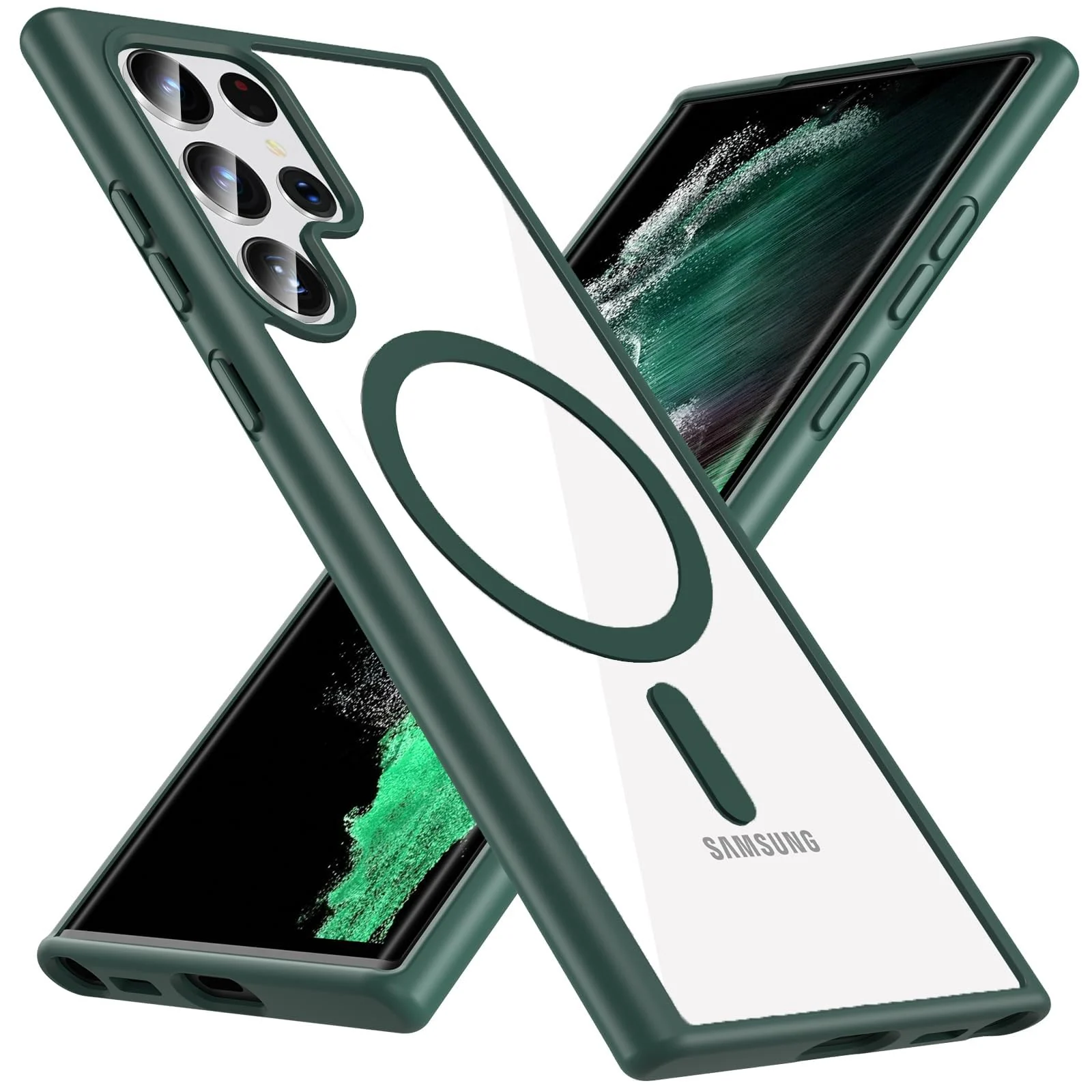DL3 Mobilak MagSafe-Compatible Clear Magnetic Case for Samsung Galaxy S23 Ultra - Green