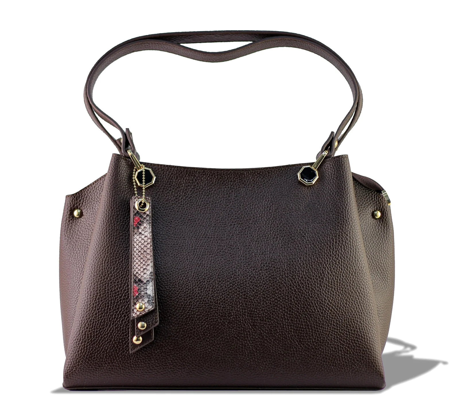 Mobigon Luxury Women’s Handbag Elegant Textured Tote Premium Pebbled Leather with Gold Hardware Spacious Shoulder Bag for Work Office University Shopping and Daily Use - Brown