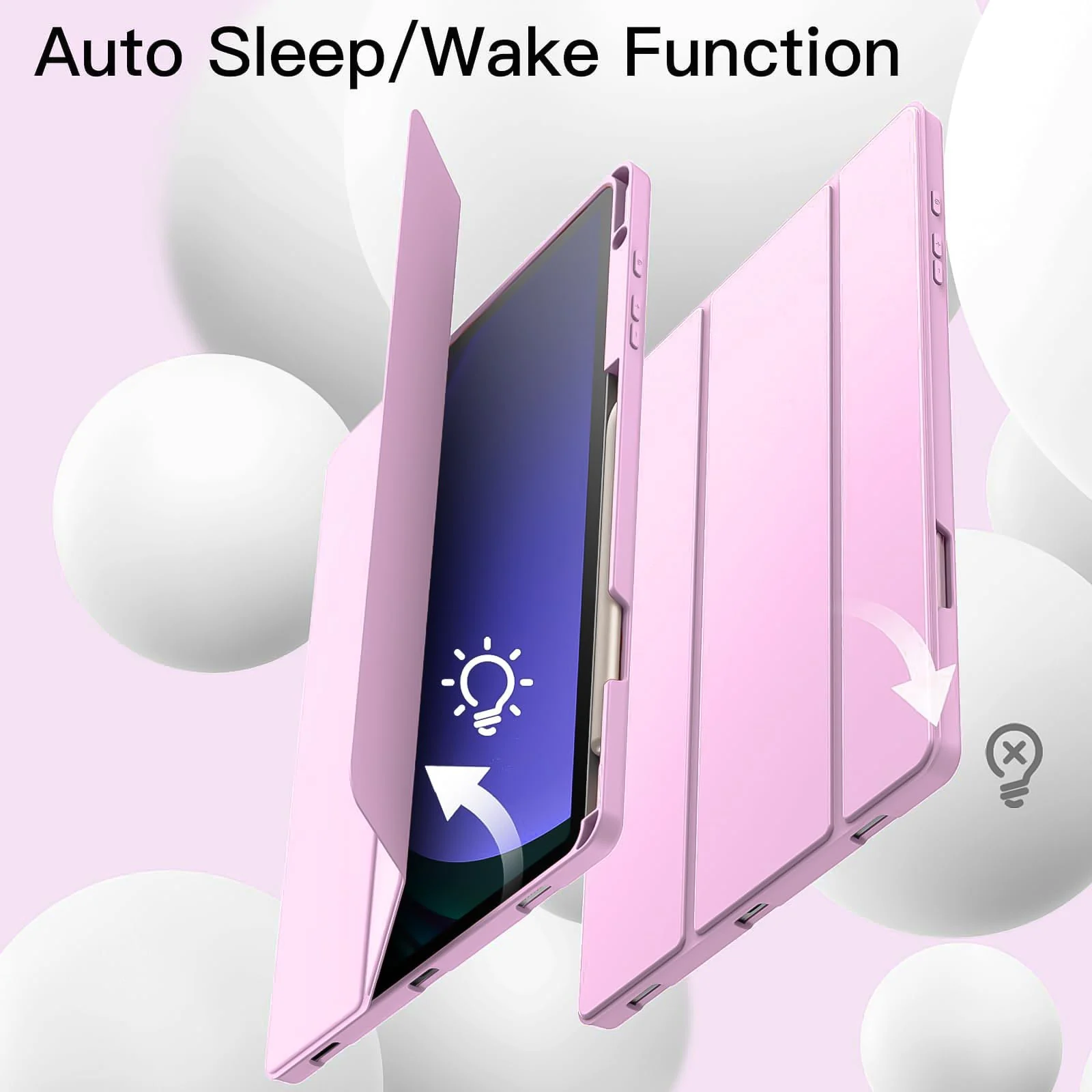DL3 Mobilak Case for Samsung Galaxy Tab S9+ Plus/Galaxy Tab S9 FE+ Plus 12.4 Inch 2023 with S Pen Holder, Soft TPU Tri-Fold Stand Protective Tablet Cover, Auto Wake/Sleep - Pastel Violet