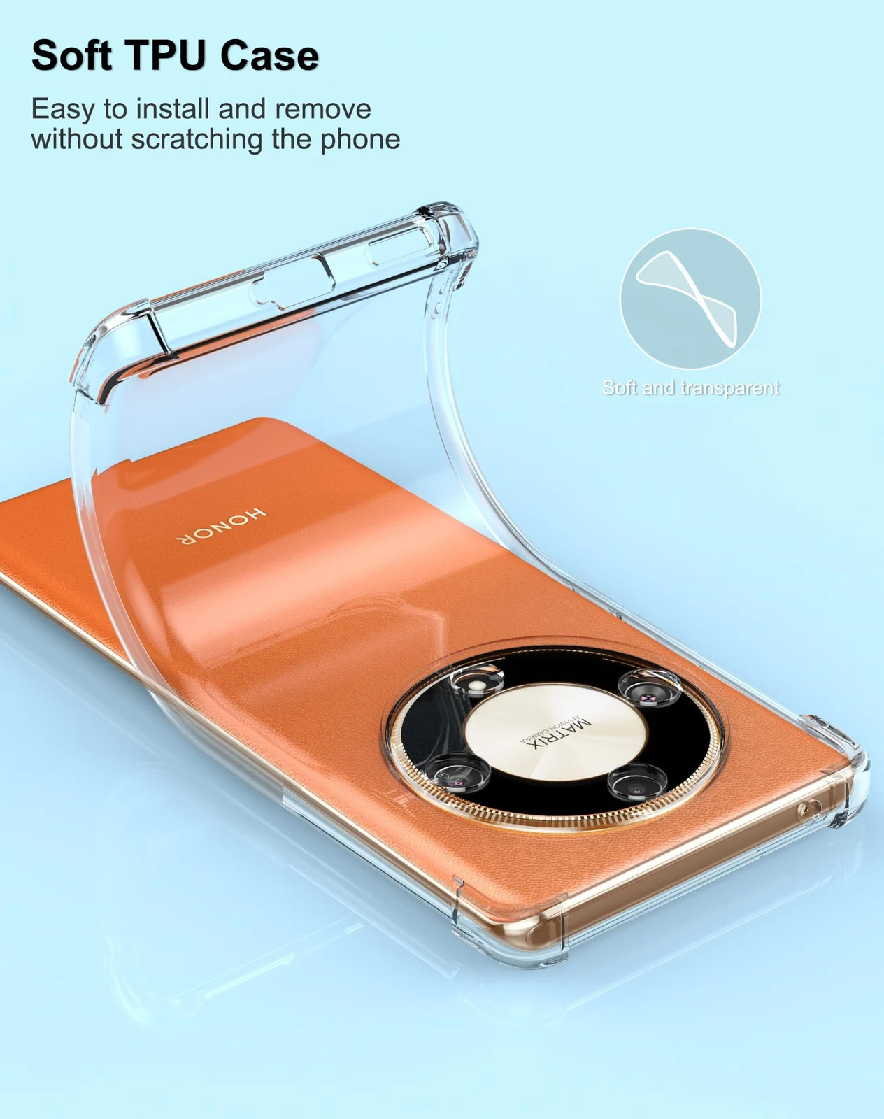 DL3 Mobilak Case For Honor X9a 5G / Honor Magic 5 Lite, Cover Silicone Transparent TPU Gorilla Anti-shock Protector Camera Shockproof Corners - Clear