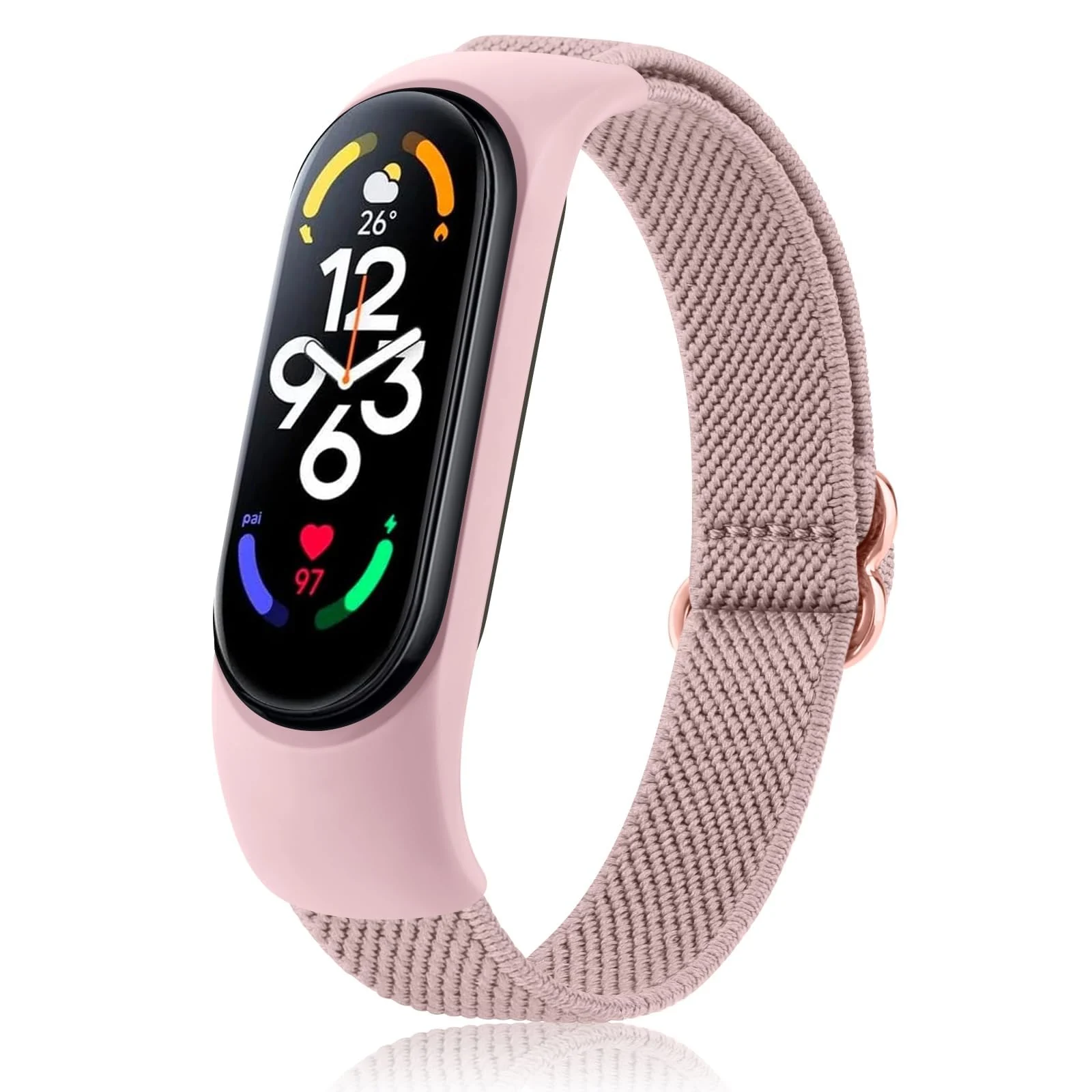 DL3 Mobilak Nylon Loop Stretchy Strap for Xiaomi Mi Band 7/Mi Band 6/Mi Band 5/Mi Band 4/Mi Band 3, Adjustable Elastic Sport Band for Mi Band 7 6 5 4 3, Strap Smart Watch Accessories - Pink