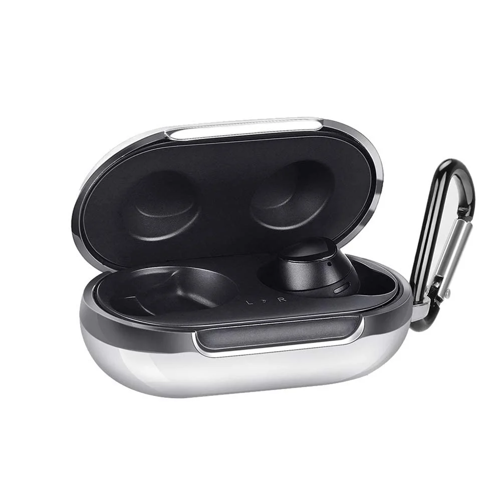 DL3 Mobilak Protective Case for Galaxy Buds 2019/Galaxy Buds+Plus 2020, Plated TPU Shockproof Cover with Keychain Compatible Samsung Galaxy Buds(Support Wireless Charging) - Silver