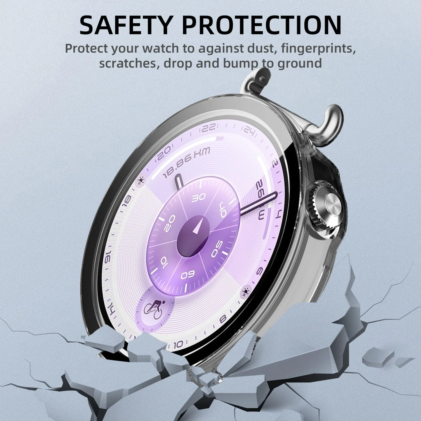 DL3 MOBILAK Full-Coverage Watch Case with Tempered Glass for Huawei Watch GT 6 41 mm, Clear
