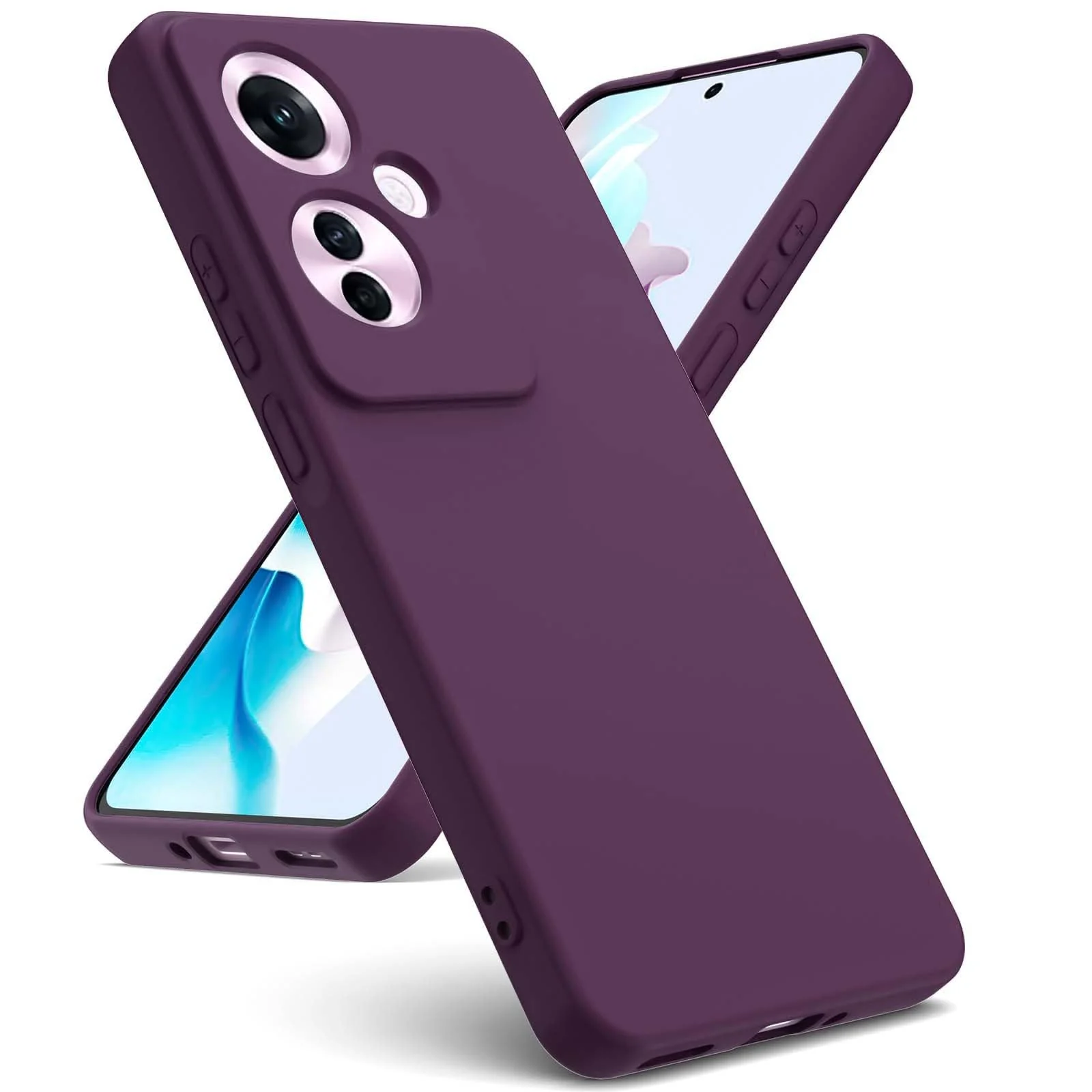 DL3 Mobilak Liquid Silicone Protective Case for OPPO Reno11 F 5G with Camera Protection and Microfiber Lining - Purple
