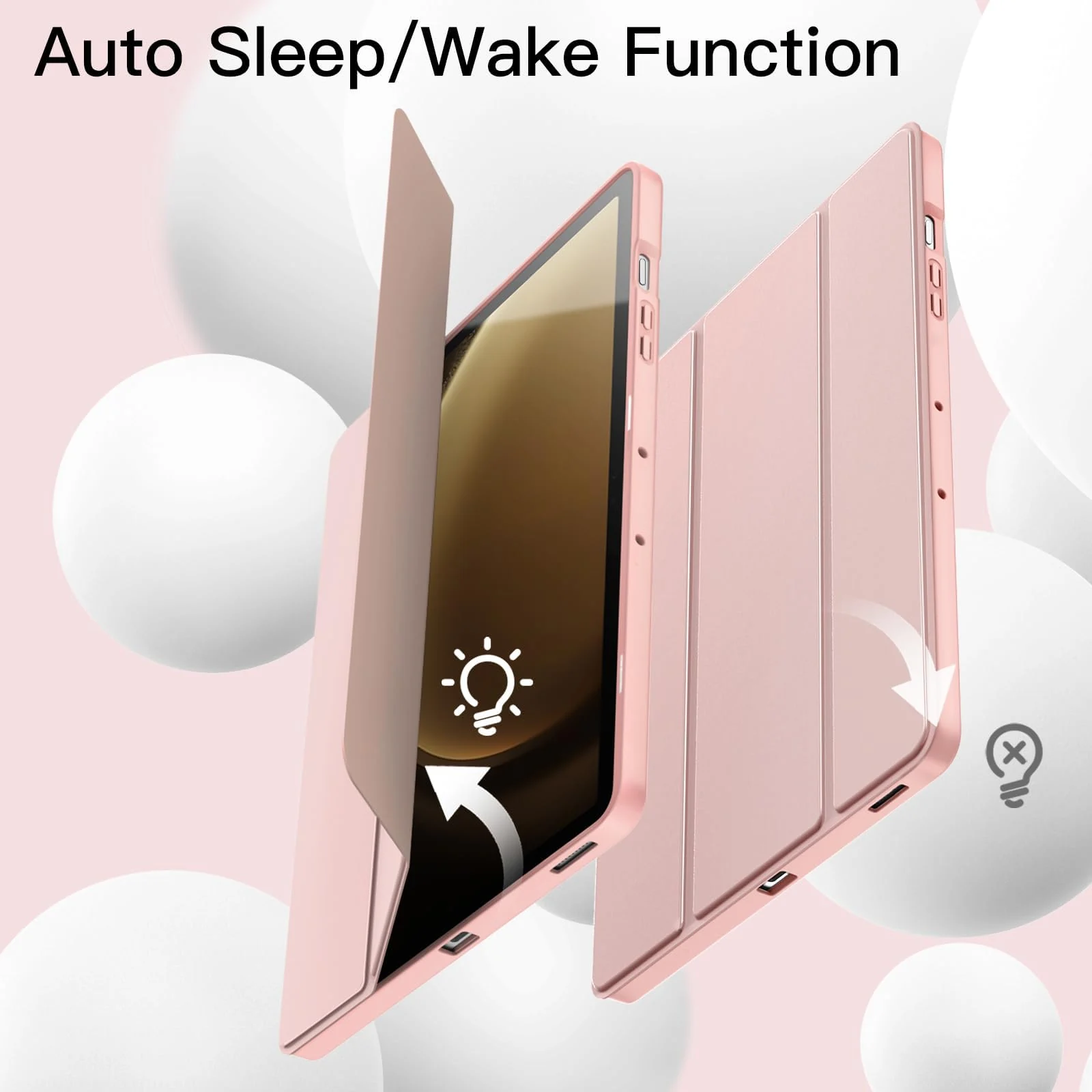 DL3 Mobilak Case for Samsung Galaxy Tab S9+ Plus/Galaxy Tab S9 FE+ Plus 12.4 Inch 2023 with S Pen Holder, Soft TPU Tri-Fold Stand Protective Tablet Cover, Auto Wake/Sleep - Rose Gold