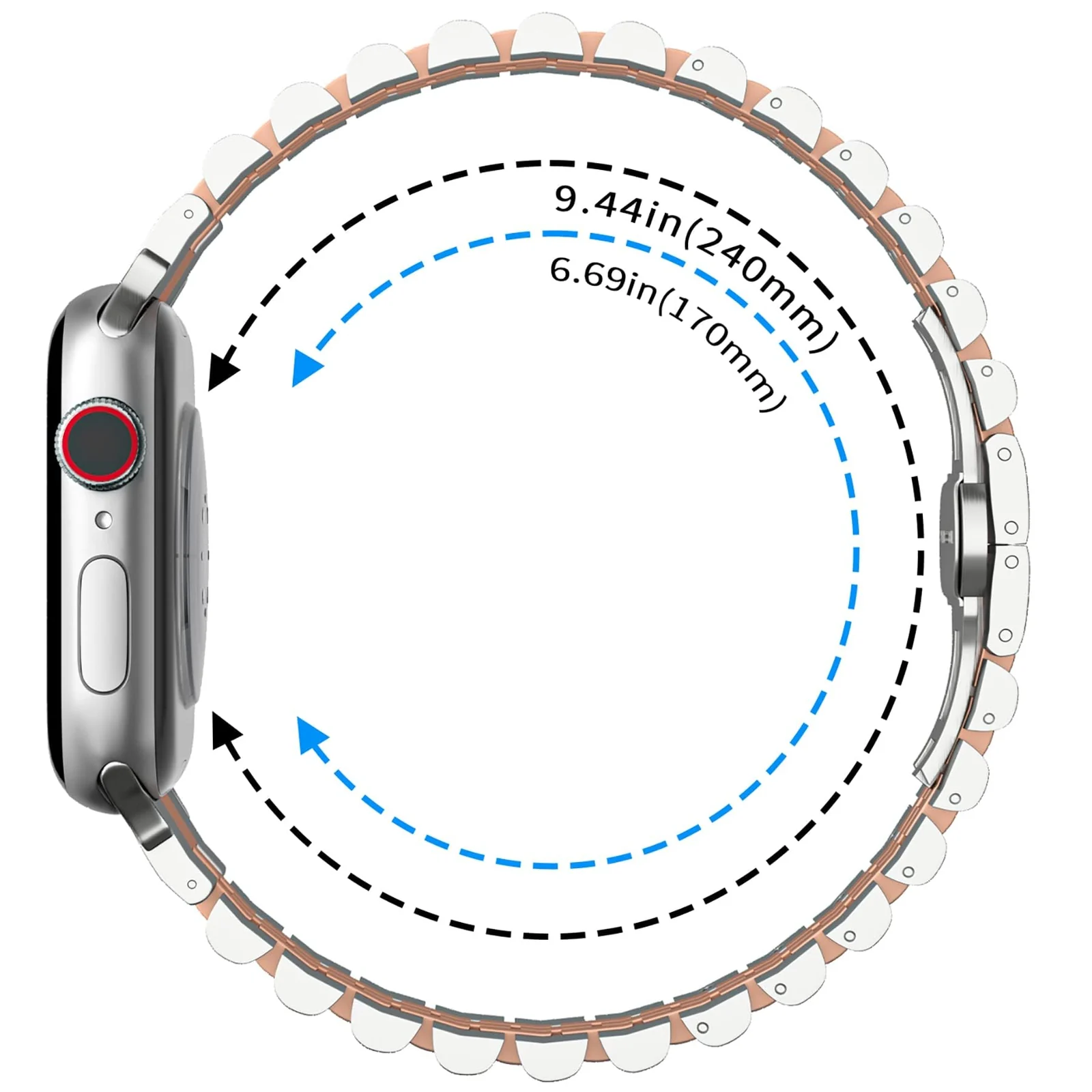 DL3 Mobilak Band For Apple Watch Ultra Band 49mm 45mm 44mm 42mm 41mm 40mm 38mm, Metal Stainless Steel Strap for Apple Watch Series 8 Ultra 7 6 5 4 3 2 1 Se (A. &, 42MM/44MM/45MM/49MM) - A.Silver & Rose Gold