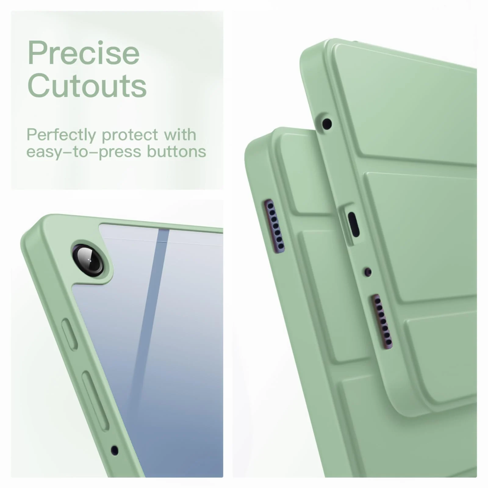 DL3 Mobilak Samsung Galaxy Tab A9 Cover Case 8.7 inch Tablet Cover [SM-X110/X115/X117] Case with Pen Holder, Soft TPU Back Trifold Stand Protective Smart Cover Flip, Auto Wake & Sleep - Mint Green