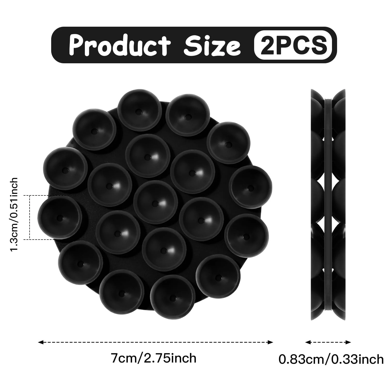 DL3 Mobilak Silicone Suction Cup Phone Mount for iPhone and Android, Double-sided suction design, Hands-free phone support, Strong suction grip - A Black