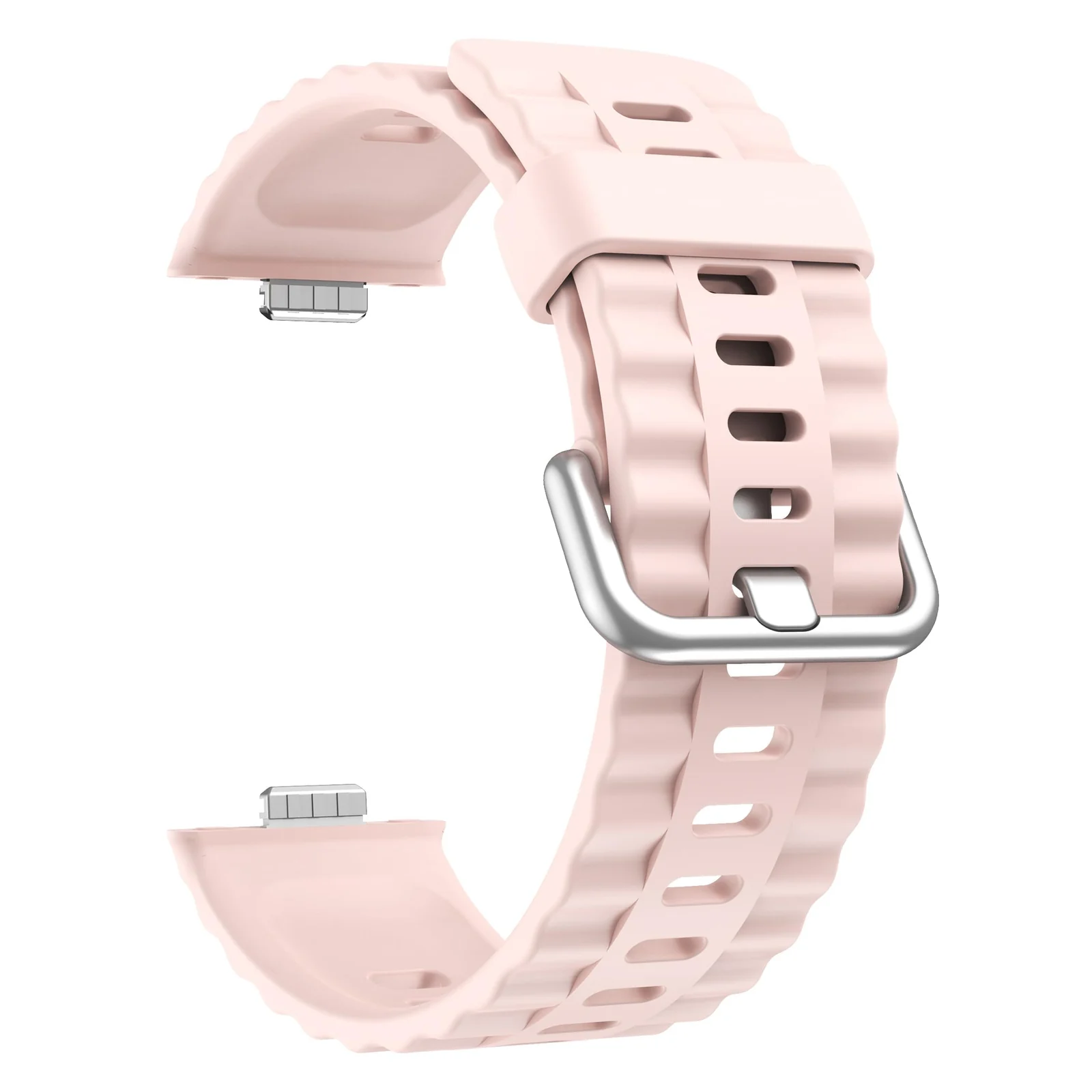 DL3 Mobilak Wavy Texture Sports Wristbands for Huawei Watch Fit 4/Fit 4 Pro/Fit 3 Strap, Breathable Silicone Wristband Strap Watch Strap Bracelet for Huawei Watch Fit 4 Pro/Fit4/3 - Light Pink