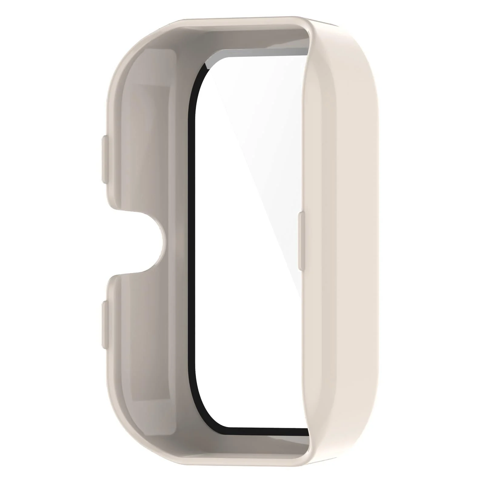 DL3 MOBILAK Full-Coverage Watch Case with Tempered Glass for Amazfit Bip 3 / Bip 3 Pro, Ivory White