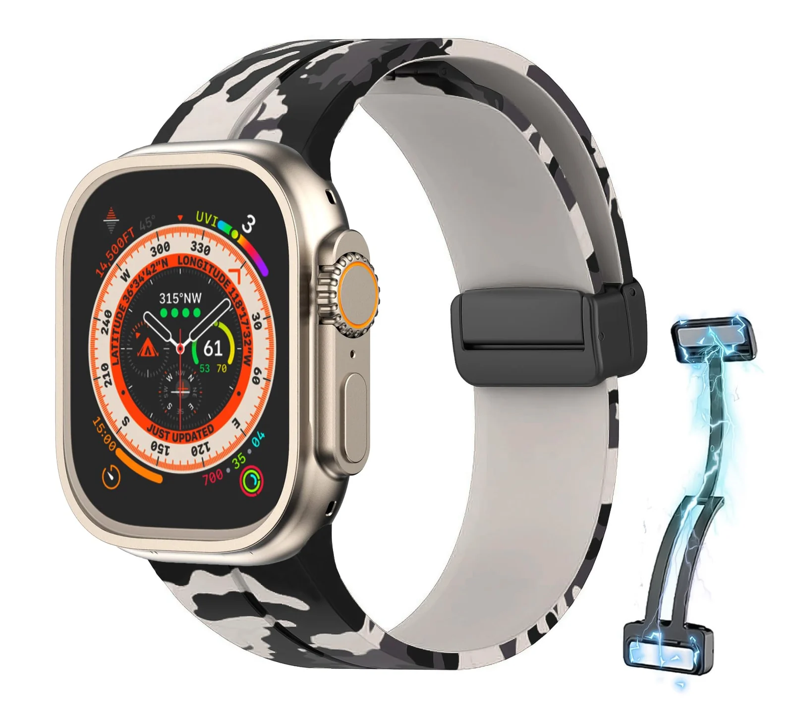 38mm/40mm/41mm — DL3 Mobilak Silicone Magnetic Strap for Apple Watch Ultra Band 49mm 45mm 44mm 42mm 41mm 40mm 38mm Men/Women, Strap for iwatch Series 9/8/7/6/5/4/3/2/SE/Ultra2 (Camouflage, 38mm/40mm/41mm)