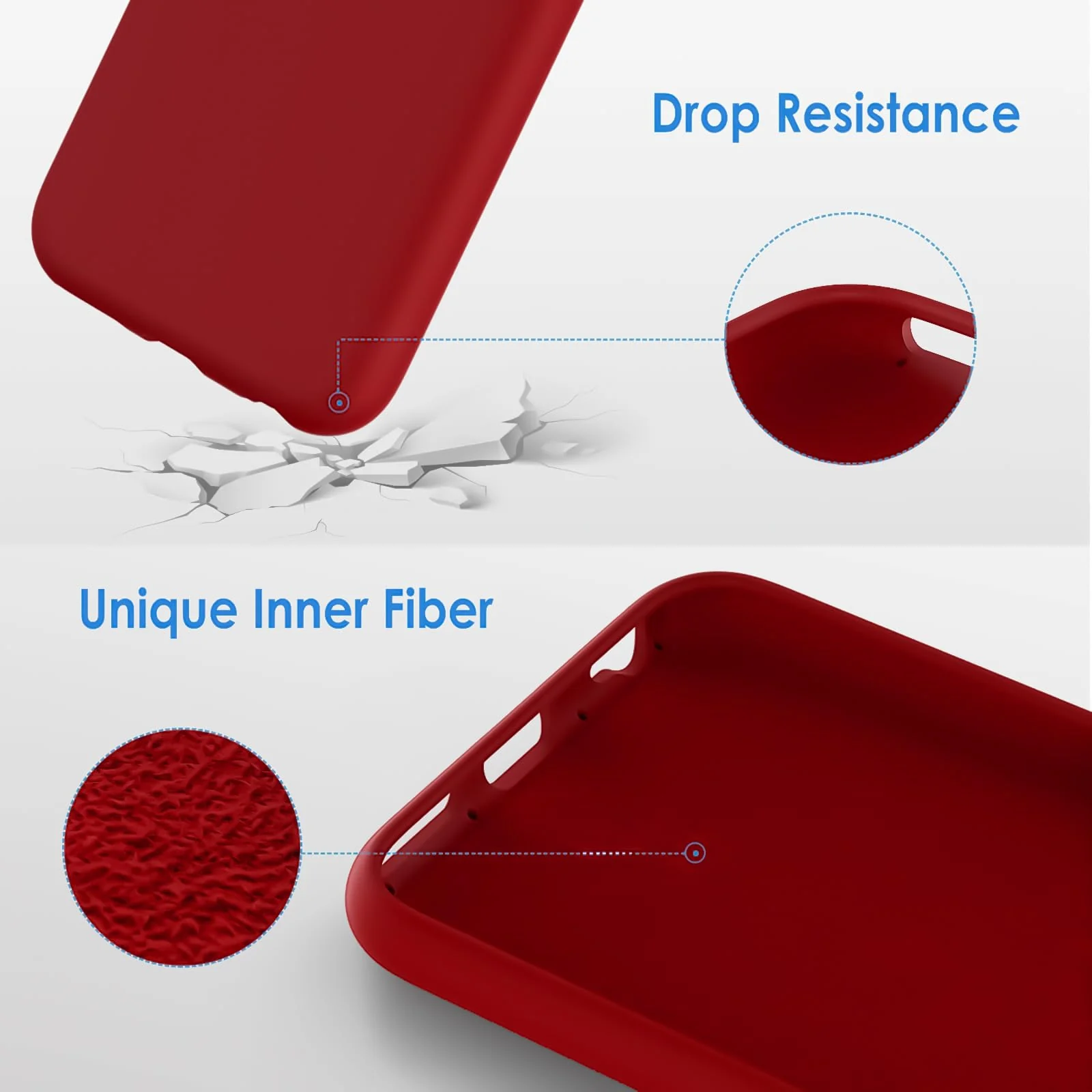 DL3 Mobilak Liquid Silicone Case for iPhone 6 / 6S, Shock-absorbing protection, Scratch-resistant surface, Soft microfiber lining - Dark Red