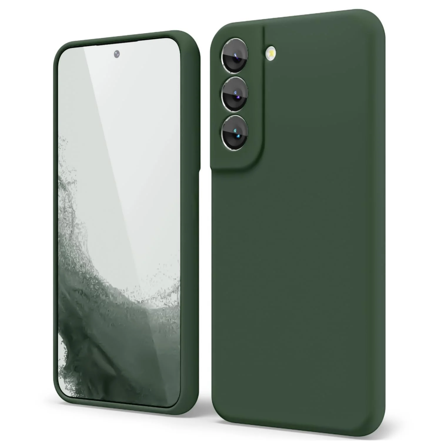 DL3 Mobilak Liquid Silicone Protective Case with Soft Microfiber Lining with Full Camera Protection for Samsung Galaxy S22 5G - Green