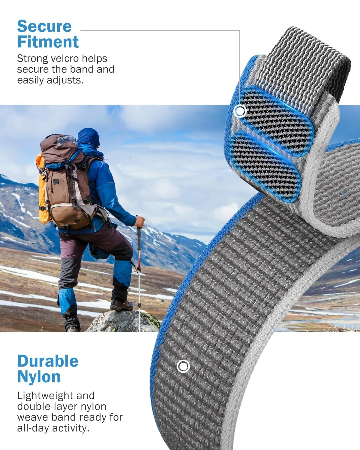 DL3 Mobilak Alpine Loop Bands Sport Nylon 20MM For Samsung Galaxy Watch 7 6 5 4 40mm 44mm/5 Pro 45mm/S2 classic/active 2 40mm 44mm/Amazfi GTS 2/2e/GTS 3/3 Pro/GTS 4/GTS 2 Mini/3 Mini/4 Mini/Bip 3 Pro - Black